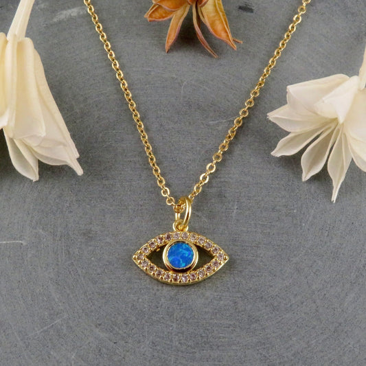 Opal CZ Eye Necklace