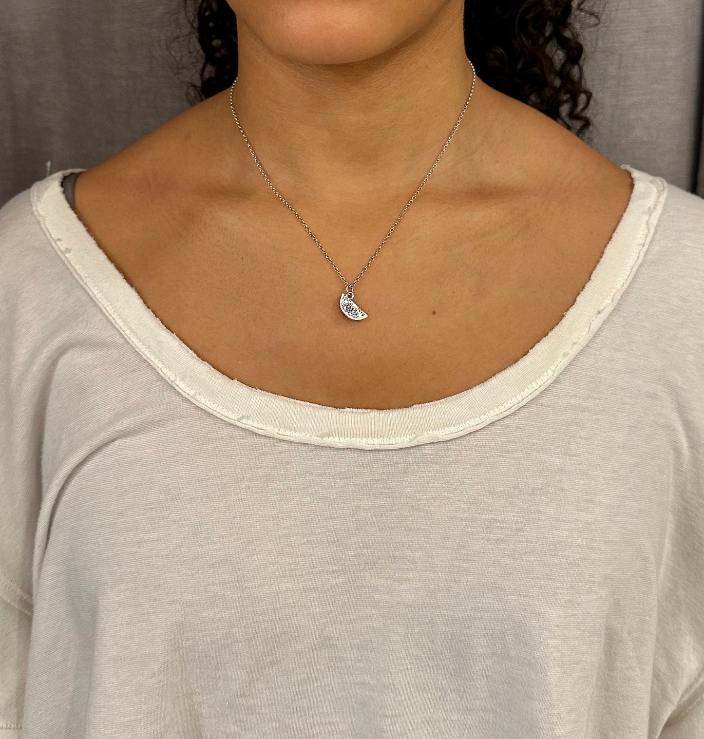 Orange Slice Necklace | Sterling Citrus Pendant | Silver Orange Slice Charm Necklace | Citrus Fruit Jewelry | Sterling Orange Slice Pendant