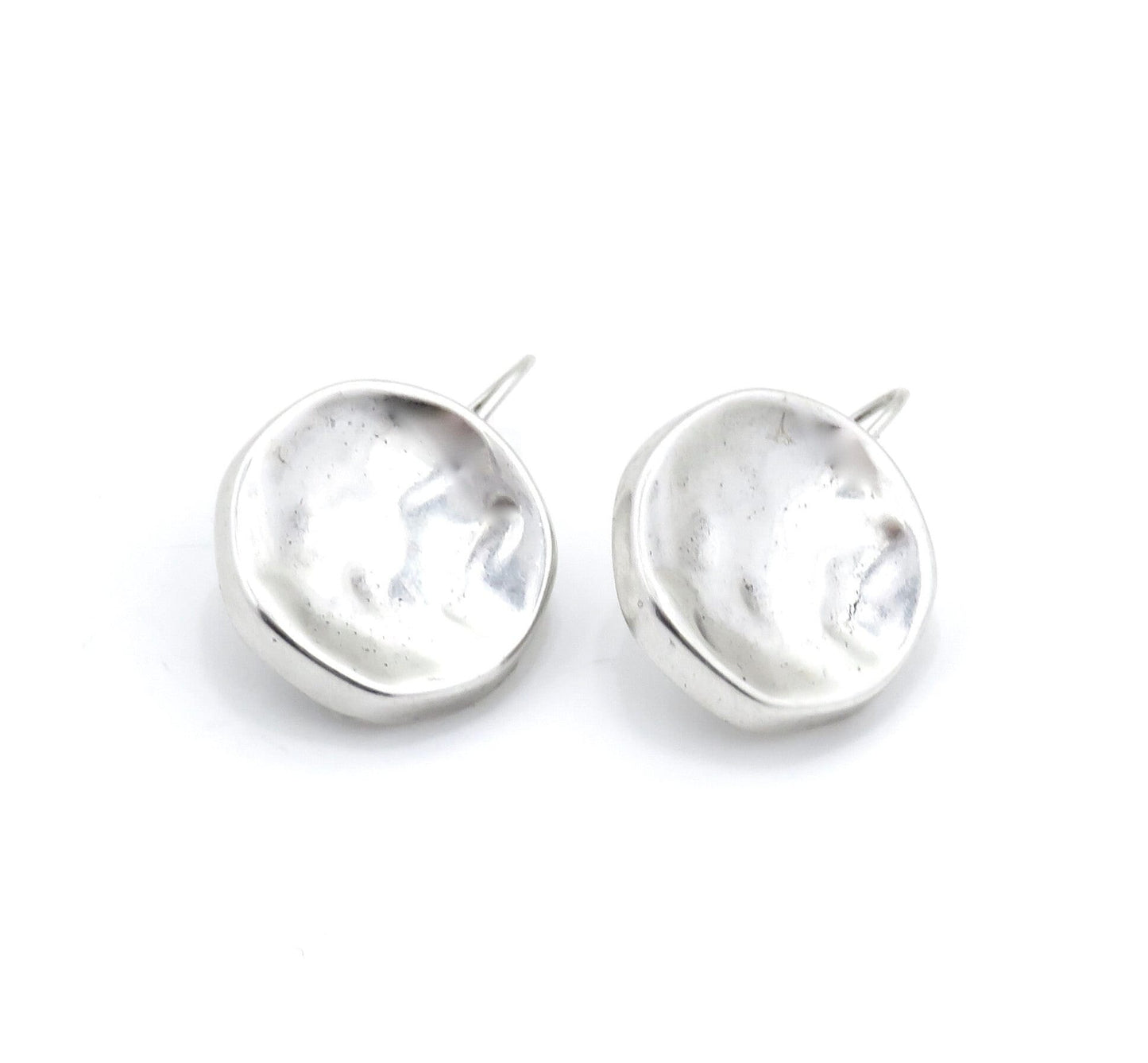 Hammered Silver Earrings | Silver Disc Earrings | Everyday Silver Earrings | Hammered Round Silver Earrings | Simple Silver Earrings