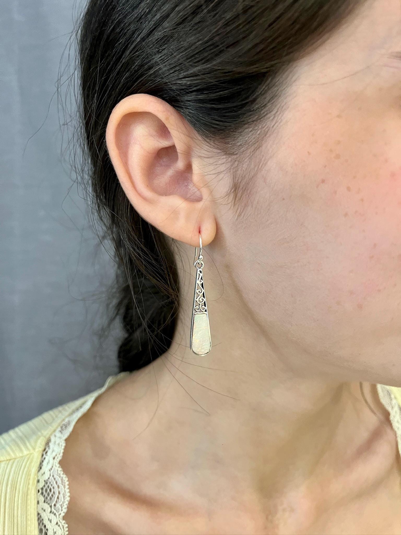 Sterling Opal Drop Earrings | Silver Opal Teardrop Earrings | Long Opal Earrings | Sterling Lap Opal | Unique Opal Silver Earrings