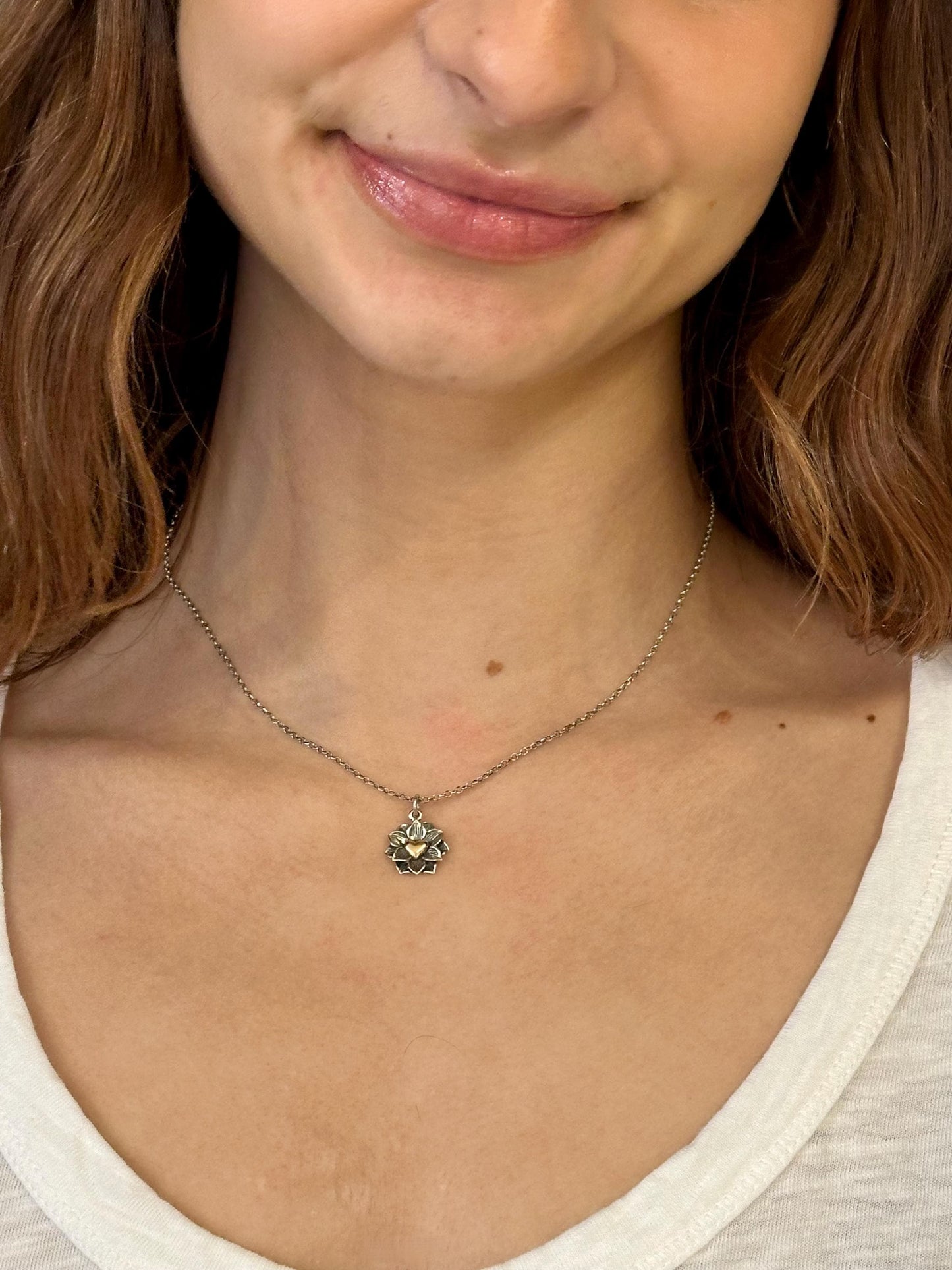 Heart in Lotus Necklace
