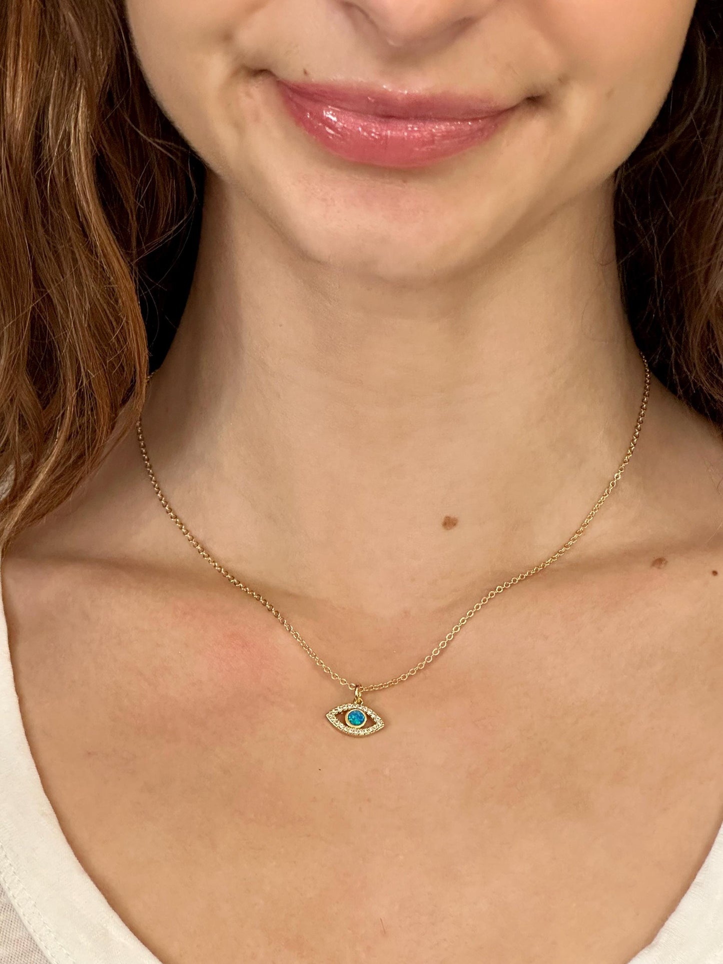 Opal CZ Eye Necklace