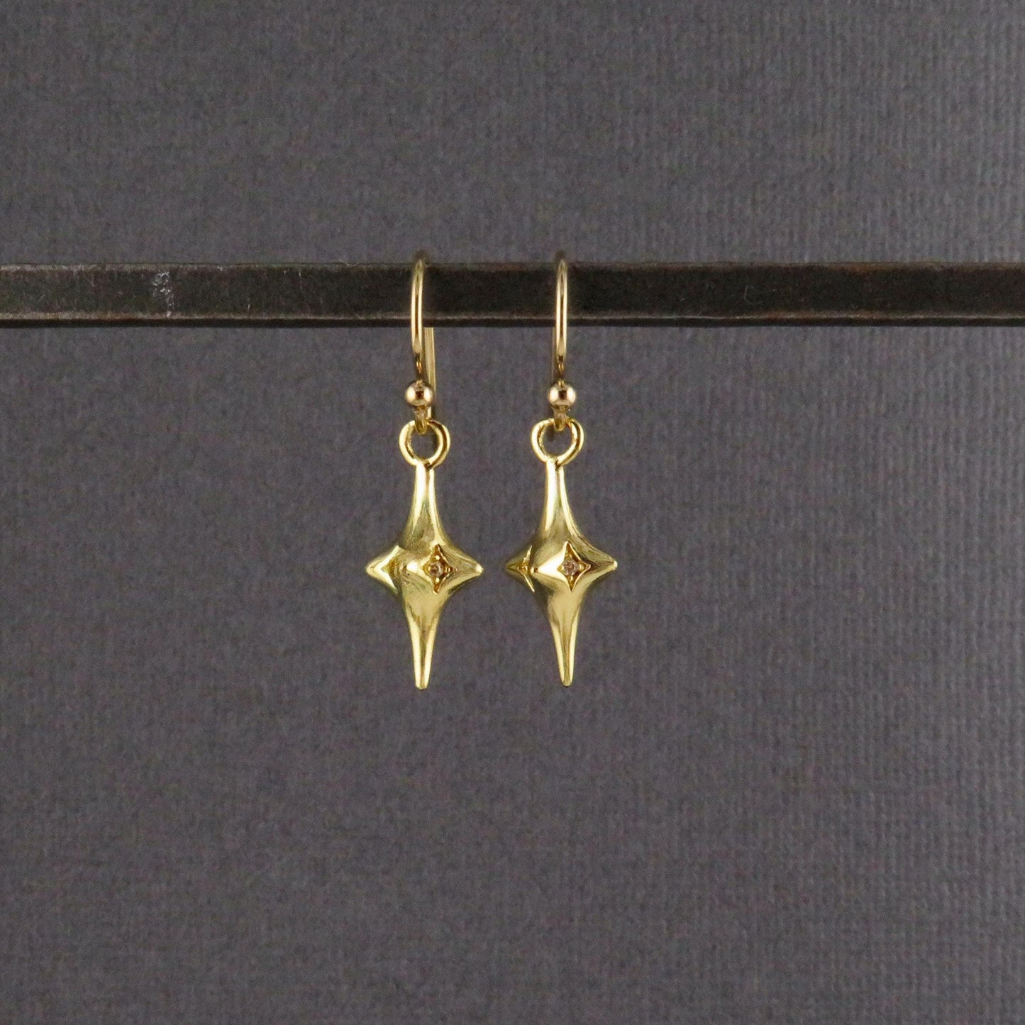 Gold Star Earrings | Gold CZ Star Earrings | North Star Earrings | Sparkly Star Earrings | Gold Star Guidance Earrings | Starburst Earrings