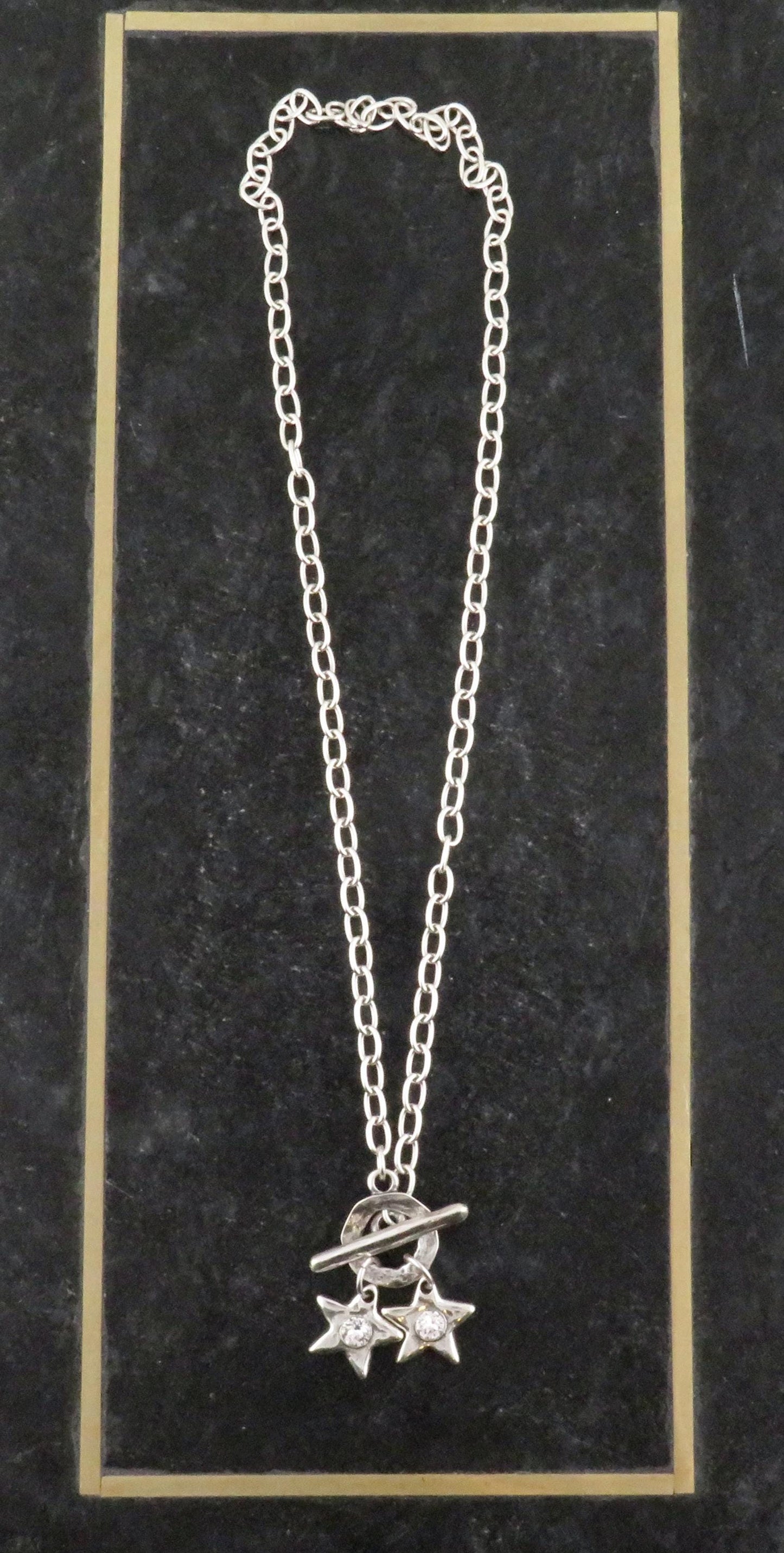 Silver Stars Front Toggle Necklace | Silver Star Necklace | Hammered Silver Star Pendant | Chunky Star Silver Necklace