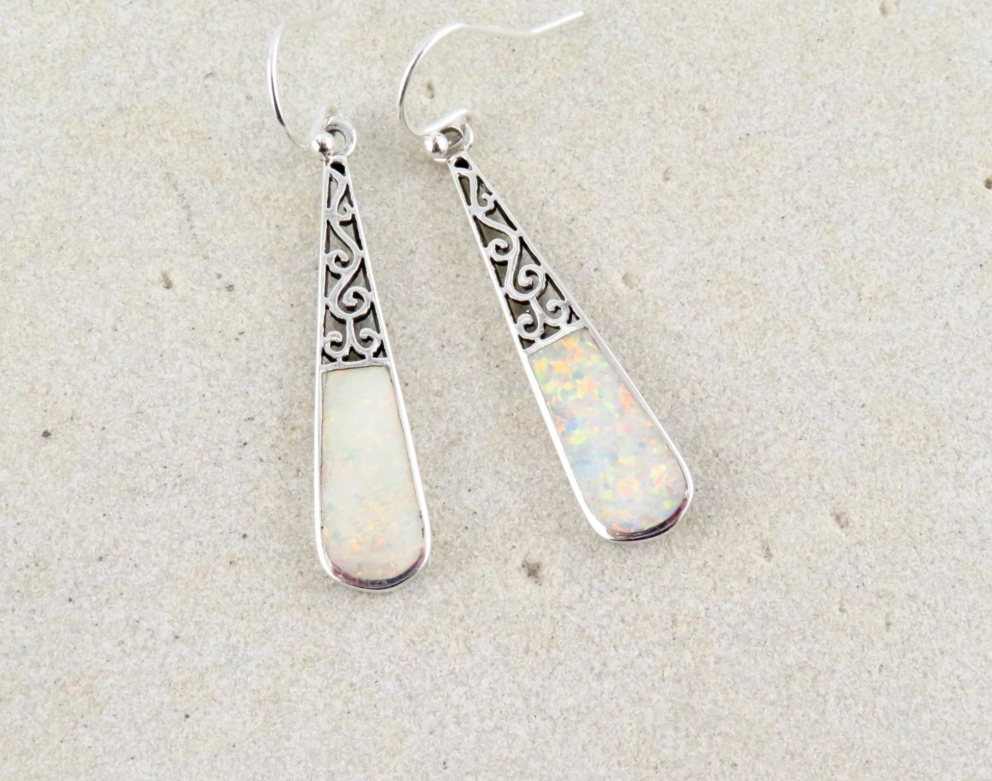 Sterling Opal Drop Earrings | Silver Opal Teardrop Earrings | Long Opal Earrings | Sterling Lap Opal | Unique Opal Silver Earrings