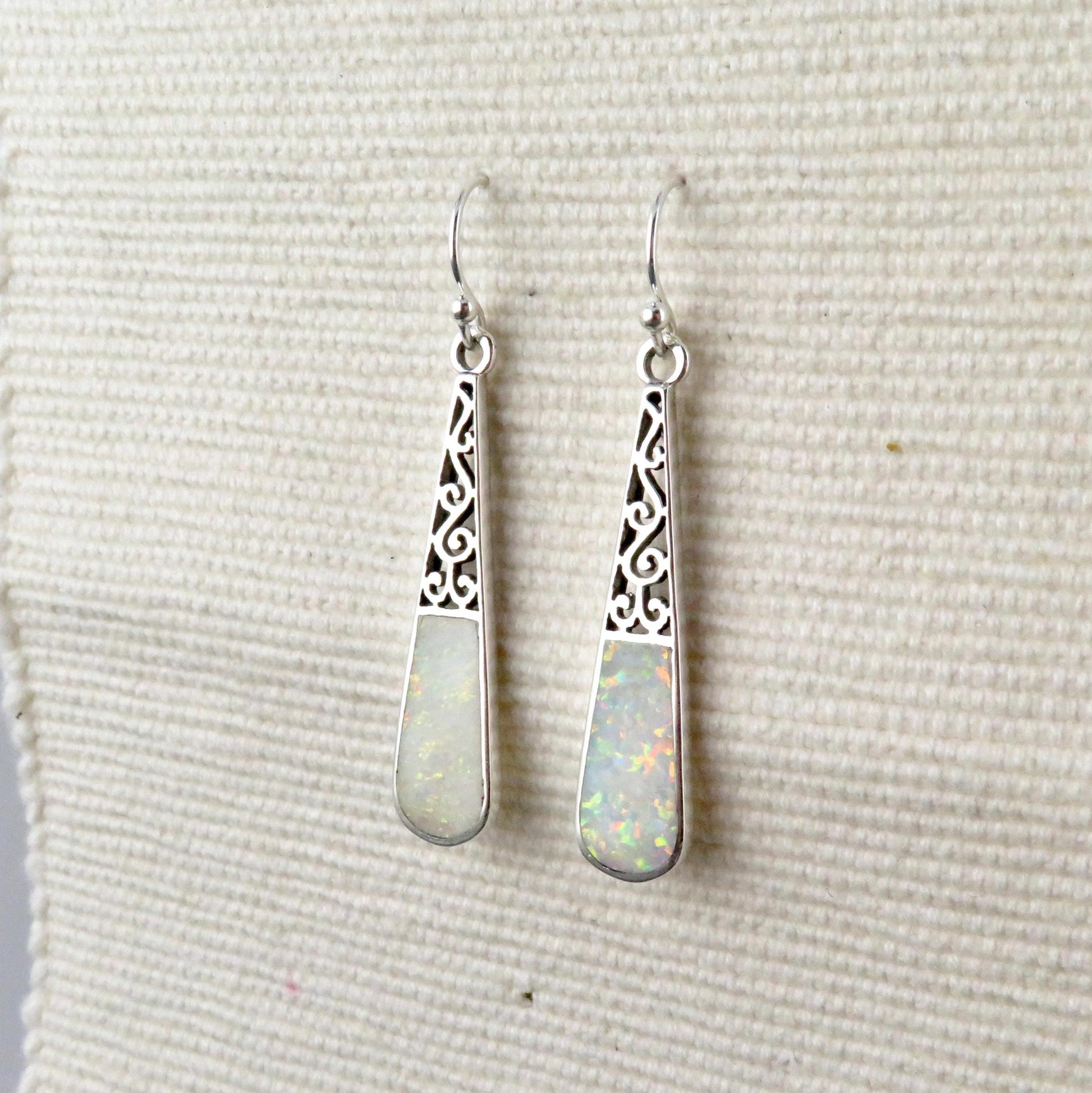 Sterling Opal Drop Earrings | Silver Opal Teardrop Earrings | Long Opal Earrings | Sterling Lap Opal | Unique Opal Silver Earrings