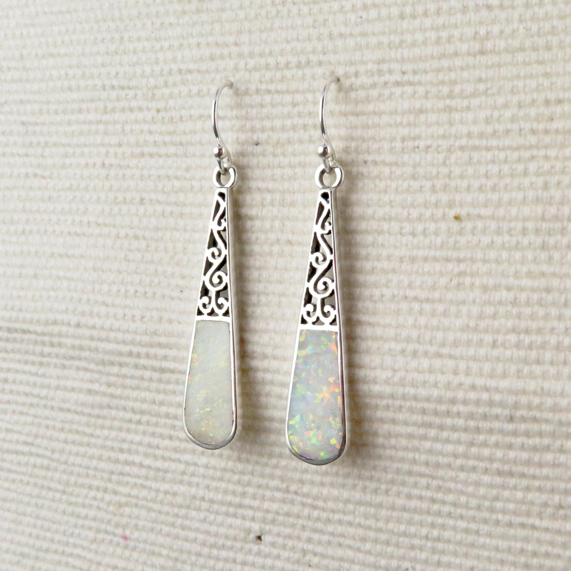Sterling Opal Drop Earrings | Silver Opal Teardrop Earrings | Long Opal Earrings | Sterling Lap Opal | Unique Opal Silver Earrings