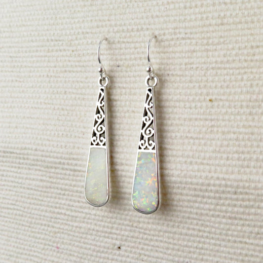 Sterling Opal Drop Earrings | Silver Opal Teardrop Earrings | Long Opal Earrings | Sterling Lap Opal | Unique Opal Silver Earrings