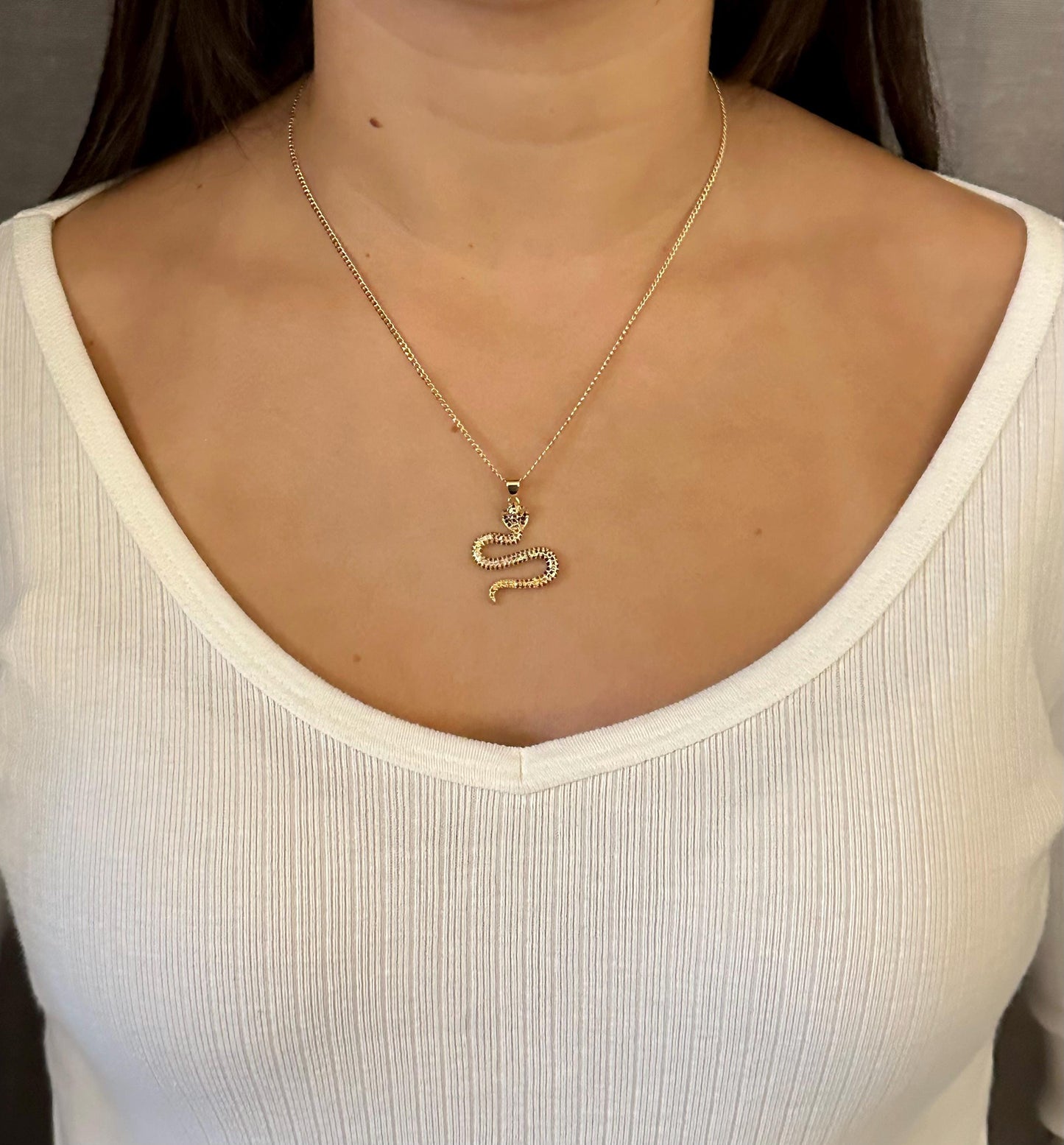 Multicolor Snake Pendant | Gold Snake Necklace | Colorful Serpent Pendant | Rainbow Crystal Snake Necklace | Sparkly Gold Serpent Necklace