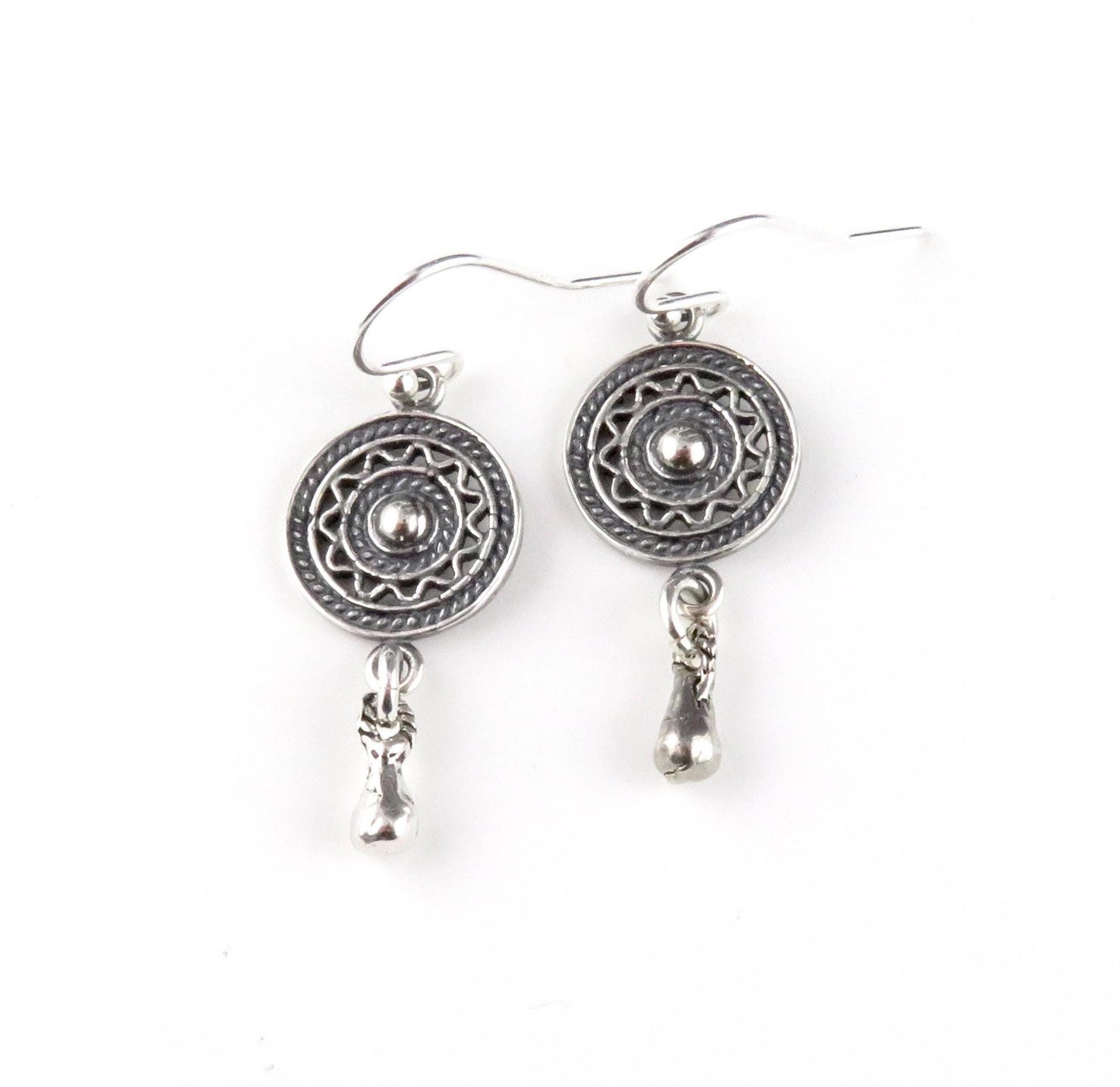 Silver Mandala Earrings | Geometric Silver Earrings | Sterling Circle Earrings | Silver Intricate Earrings | Lacy Sterling Drop Earrings