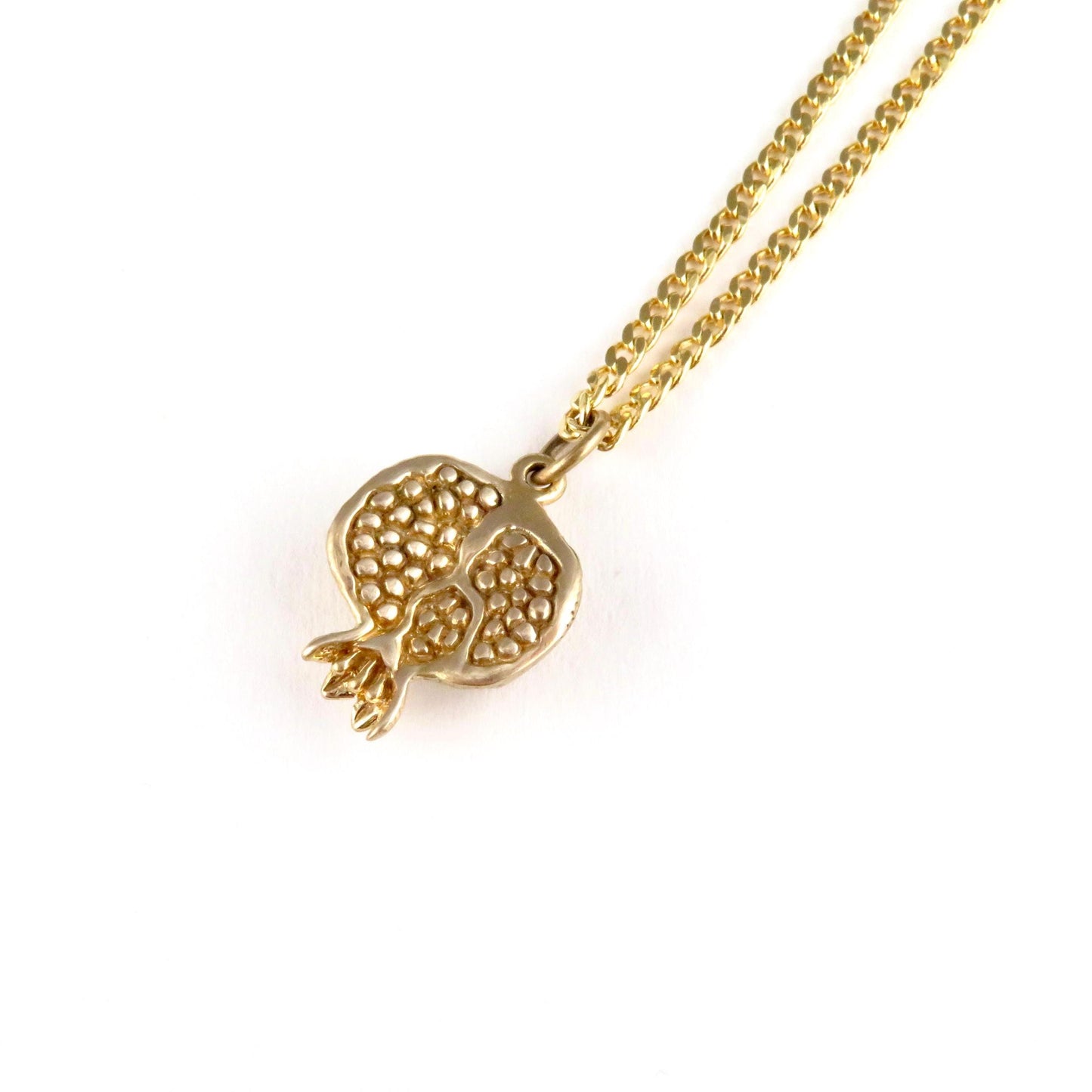 Gold Pomegranate Necklace | Bronze 3D Pomegranate Pendant | Pomegranate Jewelry | Seeded Pomegranate Gold Necklace | Pomegranate Charm