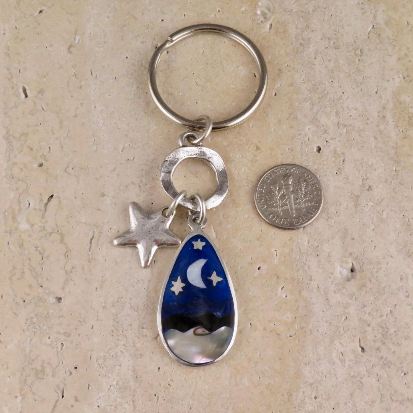 Abalone Blue Celestial Keyring