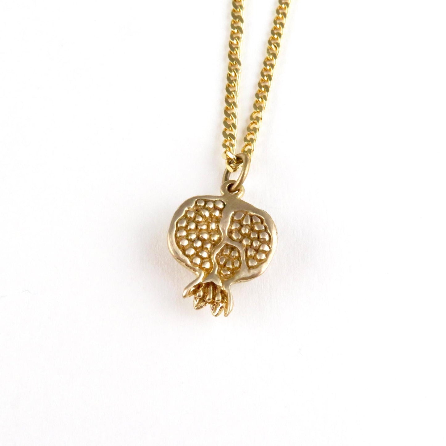 Gold Pomegranate Necklace | Bronze 3D Pomegranate Pendant | Pomegranate Jewelry | Seeded Pomegranate Gold Necklace | Pomegranate Charm