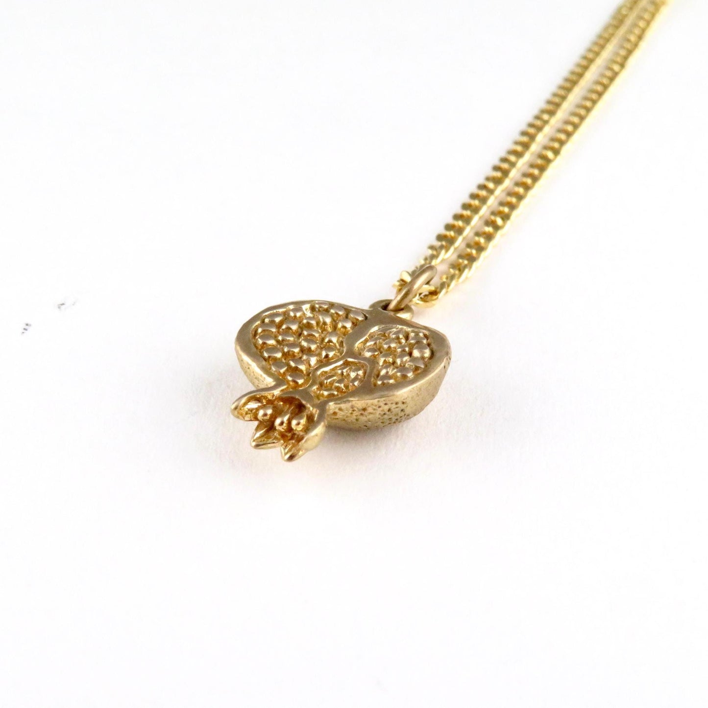 Gold Pomegranate Necklace | Bronze 3D Pomegranate Pendant | Pomegranate Jewelry | Seeded Pomegranate Gold Necklace | Pomegranate Charm