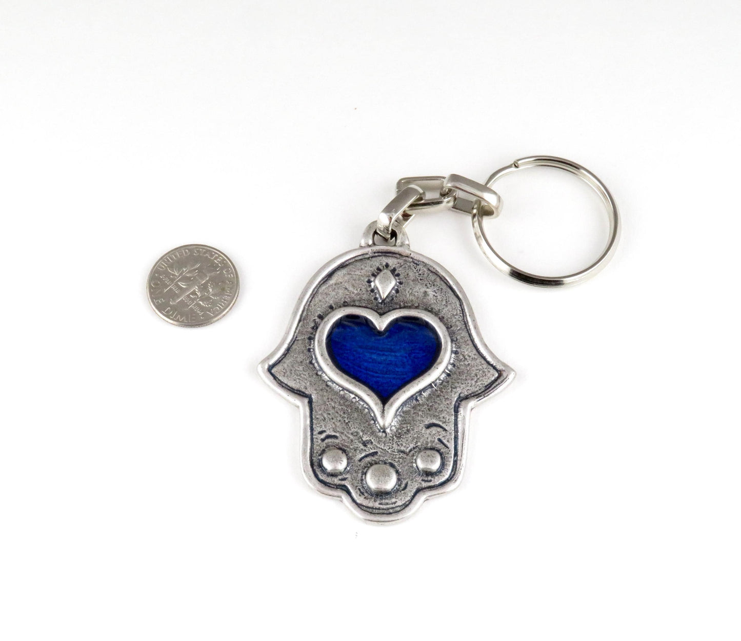 Silver Hamsa keychain | Silver Hand Keychain | Hamsa Hand Keyring | Protection Keychain | Blue Hamsa Keychain | Silver Blue Hamsa Keyring