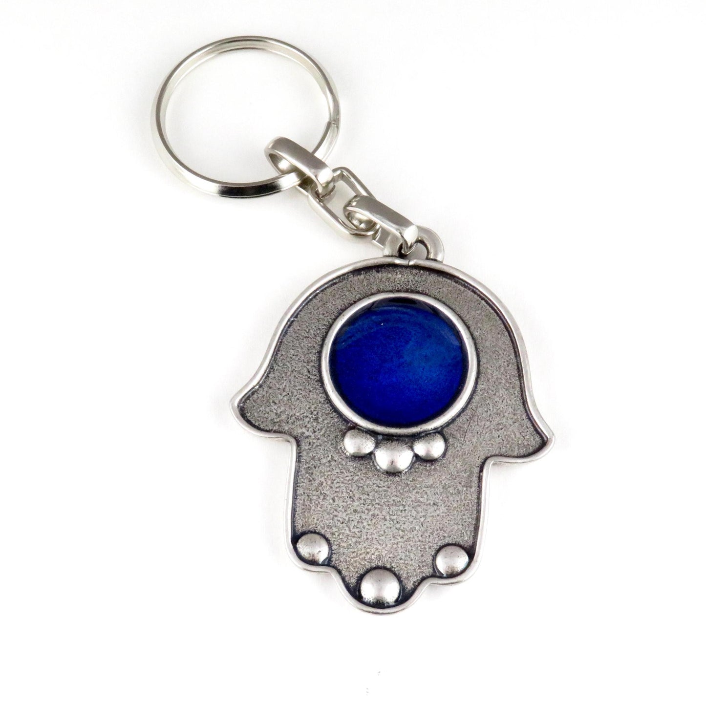 Silver Hamsa keychain | Silver Hand Keychain | Hamsa Hand Keyring | Protection Keychain | Blue Hamsa Keychain | Silver Blue Hamsa Keyring