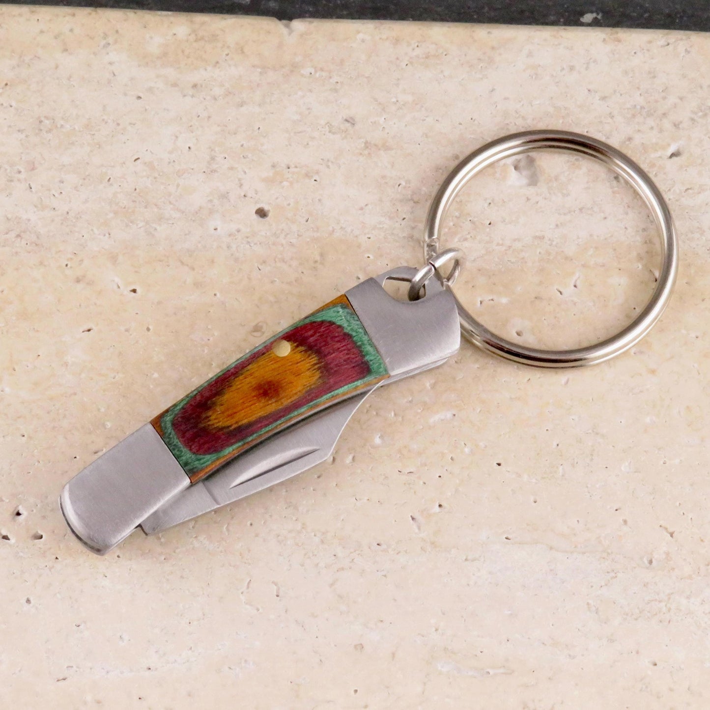 Rainbow Wood Knife Keyring