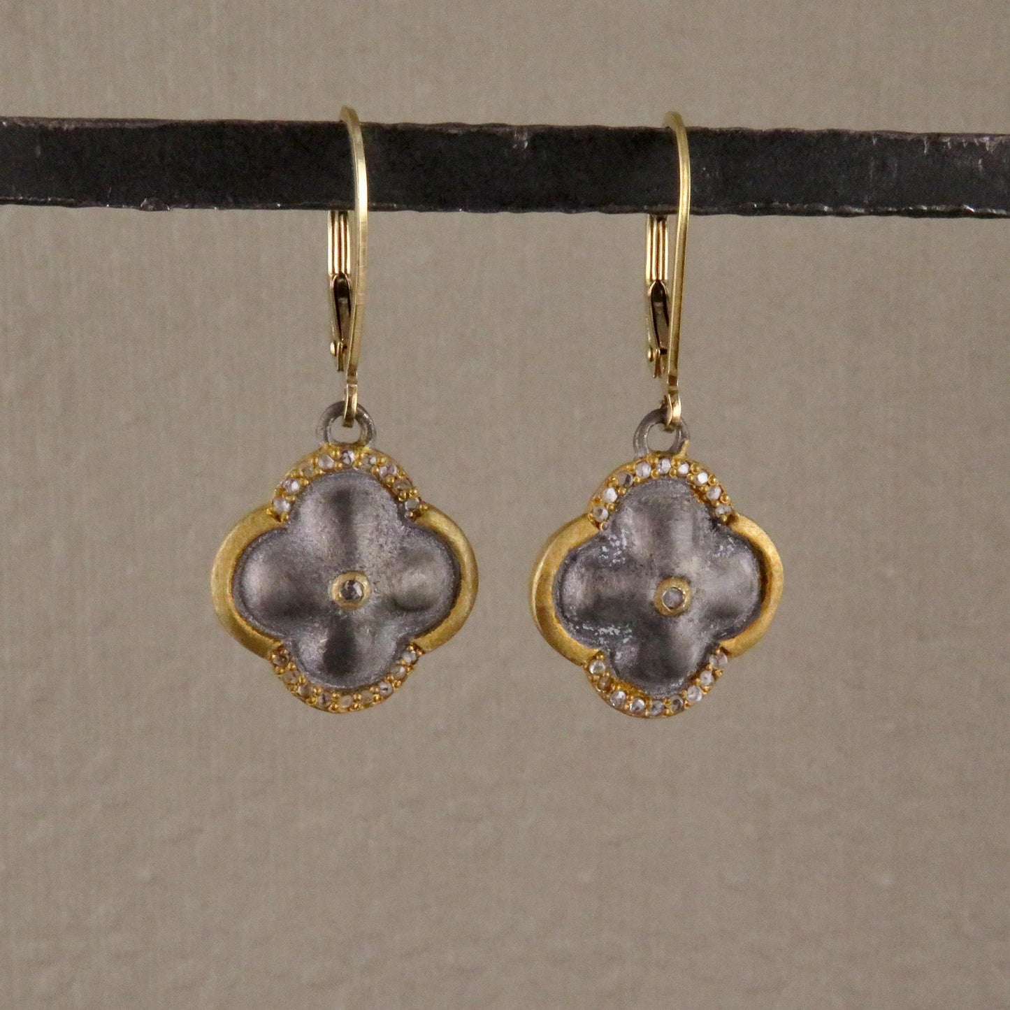 Mixed Metal Artisan Earrings | Silver Gold Earrings | Two Tone Earrings | Mixed Elements Earrings | Sterling Geometric Earrings