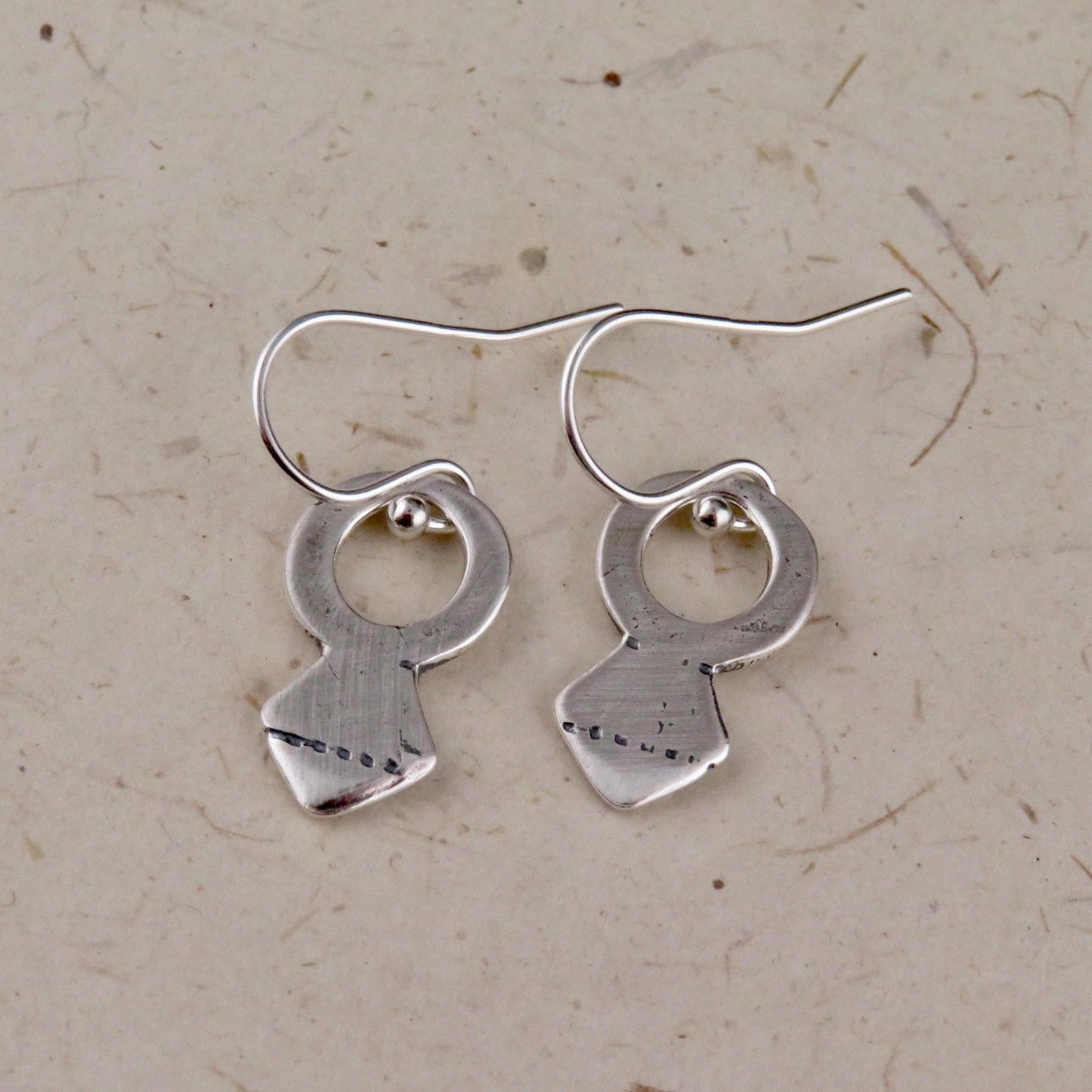 Rustic Silver Earrings | Simple Sterling Earrings | Tribal Earrings | Natural Silver Earrings |Sterling Geometric Earrings | Keyhole Earring