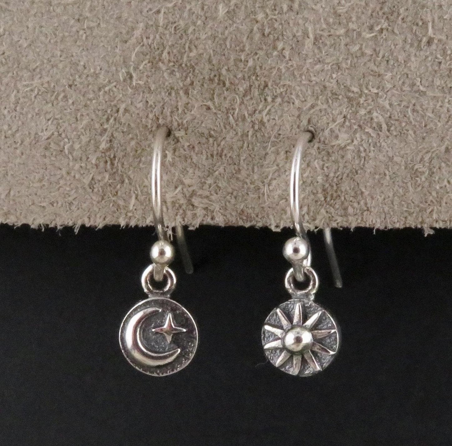 Mismatched Earrings | Sterling Celestial Earrings | Silver Moon Sun Earrings | Tiny Silver Moon Earrings | Sterling Small Moon Earrings