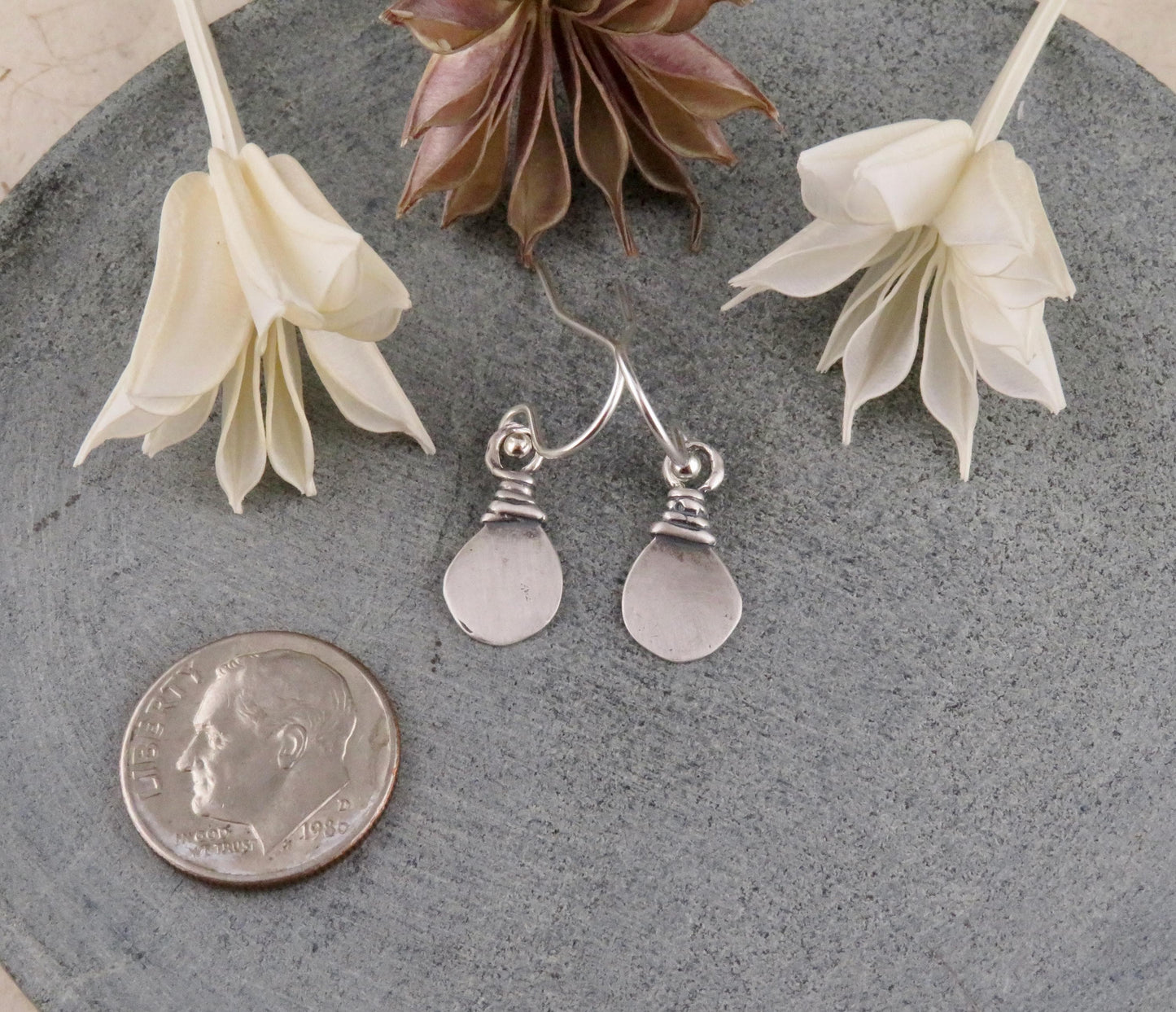 Simple Sterling Earrings | Tribal Silver Earrings | Natural Silver Earrings | Sterling Geometric Earrings | Silver Teardrop Earrings