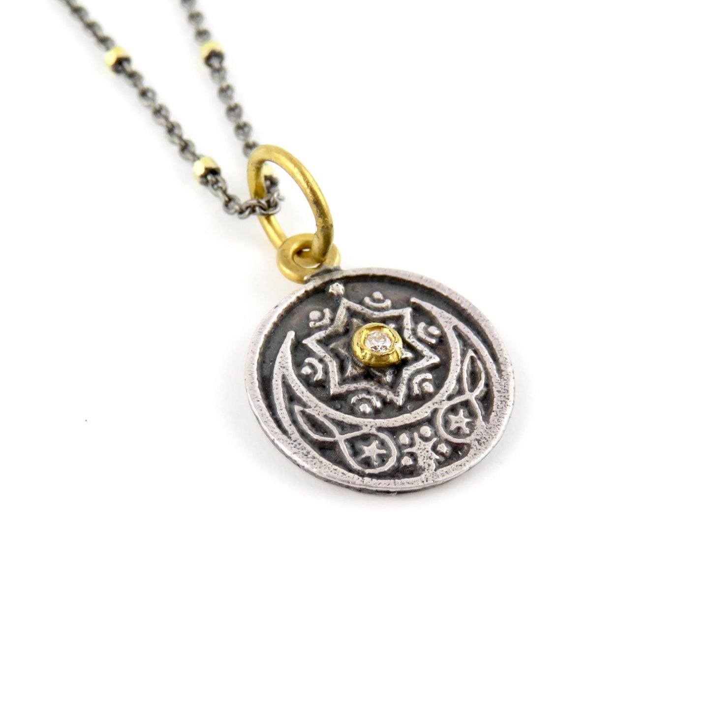 Star David Vintage Pendant | Sterling Gold Jewish Star Pendant | Unique Vintage Star Necklace | Mixed Metal Star David | Vintage Jewish Star