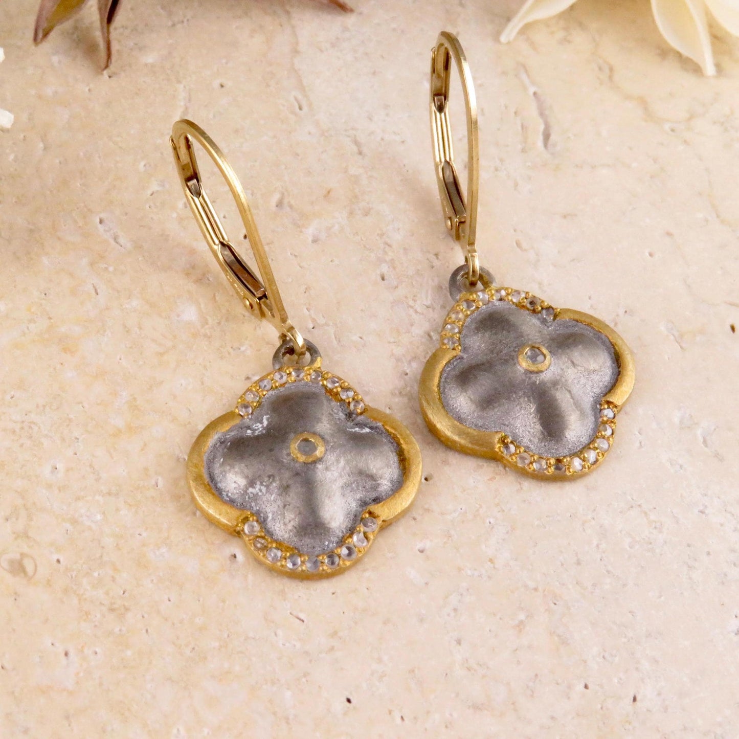Mixed Metal Artisan Earrings | Silver Gold Earrings | Two Tone Earrings | Mixed Elements Earrings | Sterling Geometric Earrings