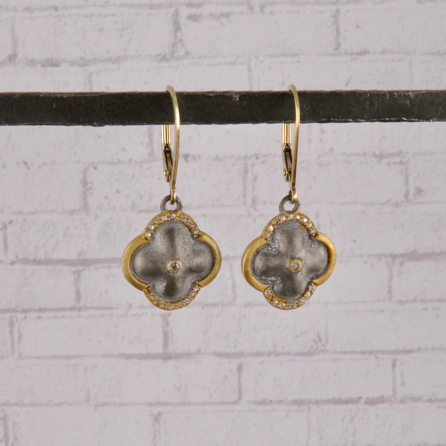 Mixed Metal Artisan Earrings | Silver Gold Earrings | Two Tone Earrings | Mixed Elements Earrings | Sterling Geometric Earrings