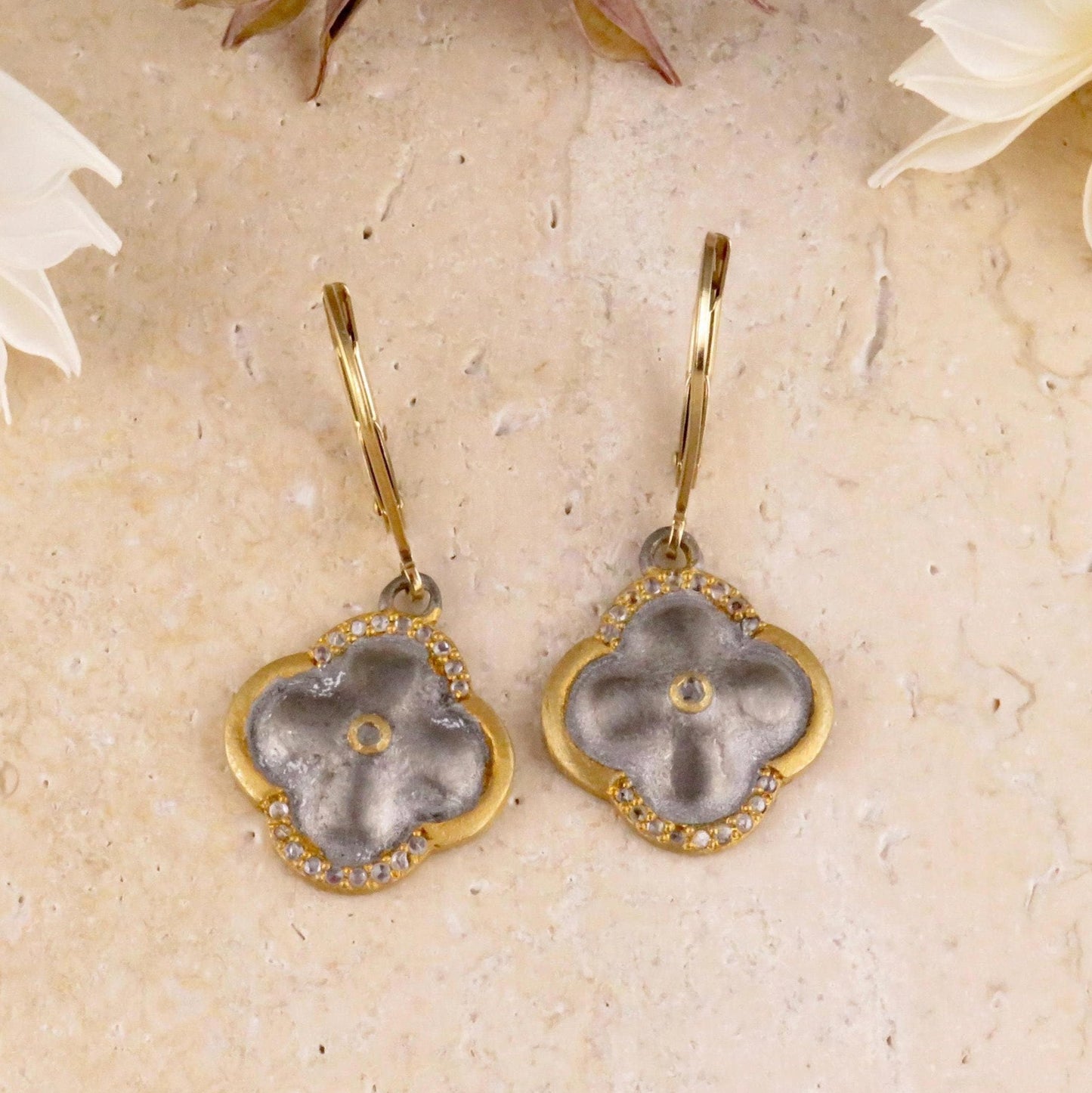 Mixed Metal Artisan Earrings | Silver Gold Earrings | Two Tone Earrings | Mixed Elements Earrings | Sterling Geometric Earrings