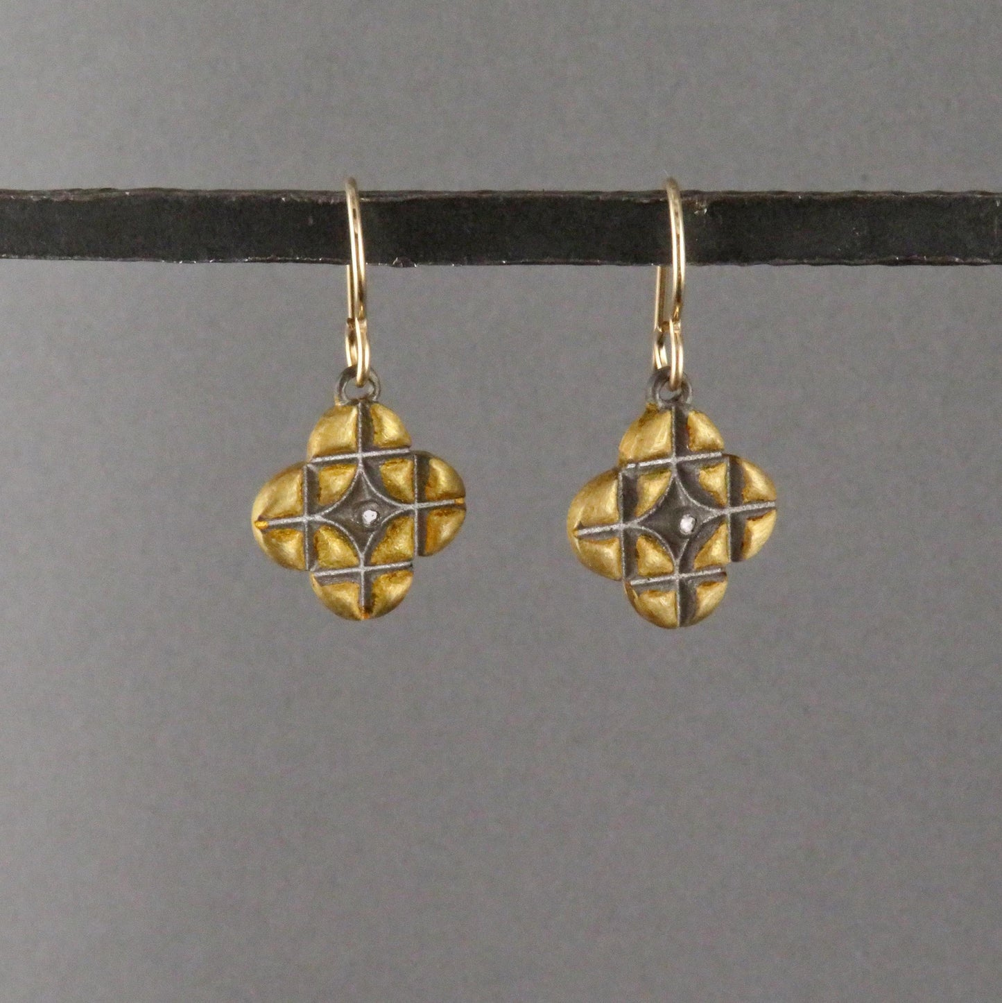 Mixed Metal Artisan Earrings | Silver Gold Criss Cross Earrings | Two Tone Earrings | Mixed Elements Earrings | Sterling Geometric Earrings