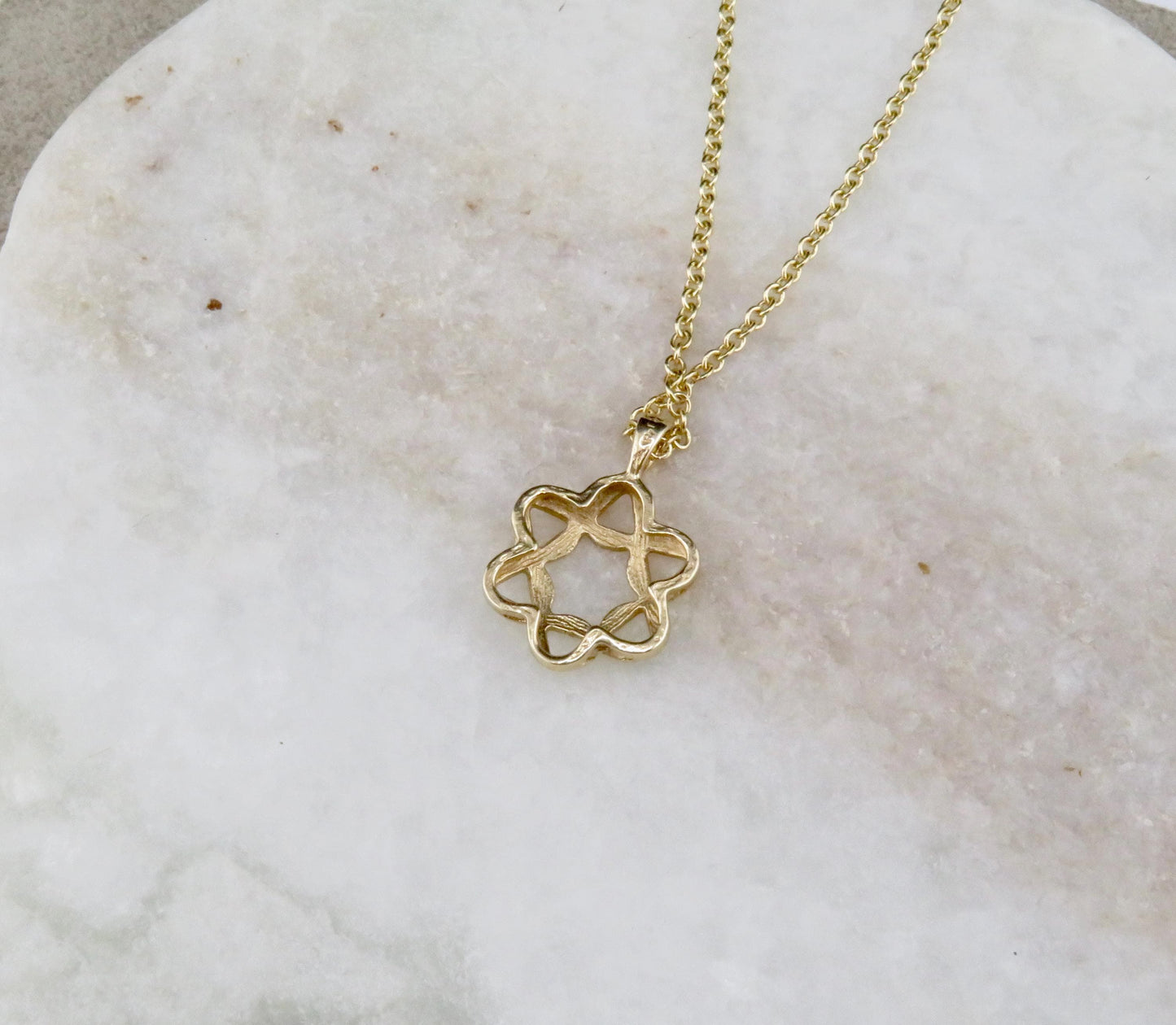 Solid Gold Star of David Necklace | 14k Jewish Star Necklace | Unique Gold Star David Pendant | Gold Magen David | Vintage Gold Star David