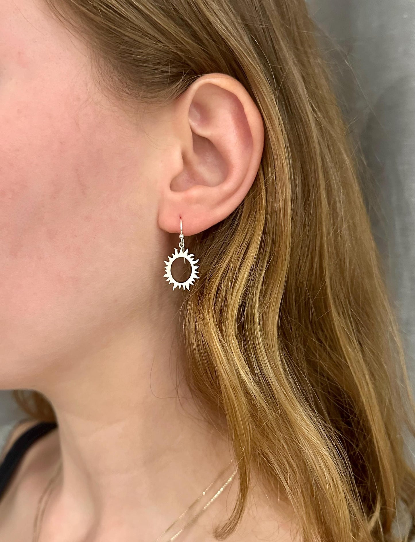 Sterling Sun Earrings | Silver Open Sun Earrings | Shining Sun Earrings | Silver Sun Earrings | Unique Sun Earrings | Brushed Silver Suns