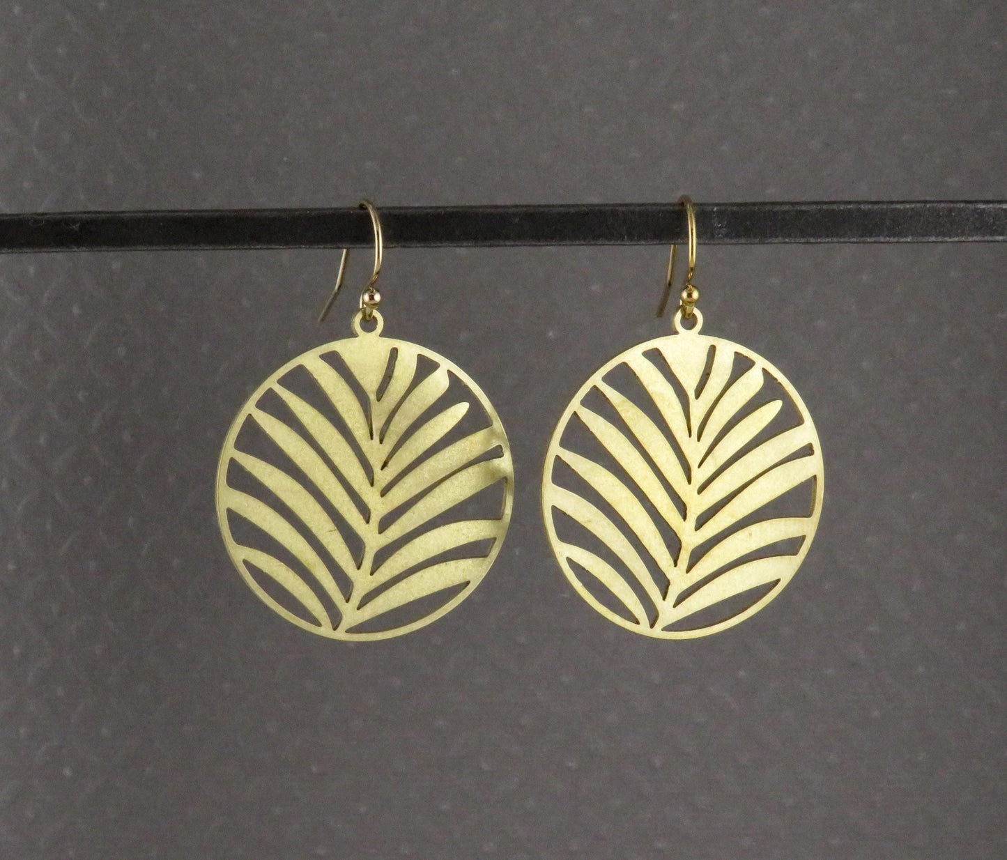 Gold Leaf Earrings | Lightweight Gold Earrings | Gold Laser Cut Palm Leaf Earrings | Gold Palm Leaves Earrings | Open Nature Earrings