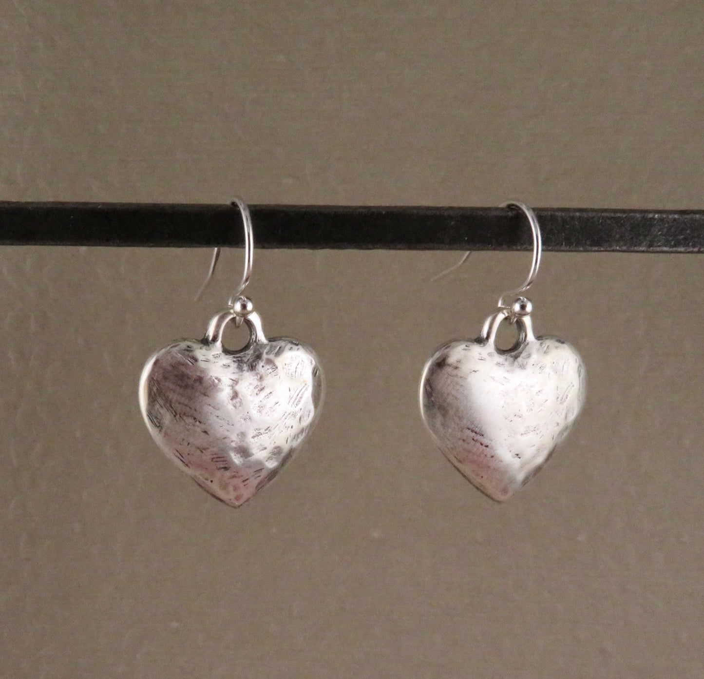 Hammered Silver Hearts Earrings
