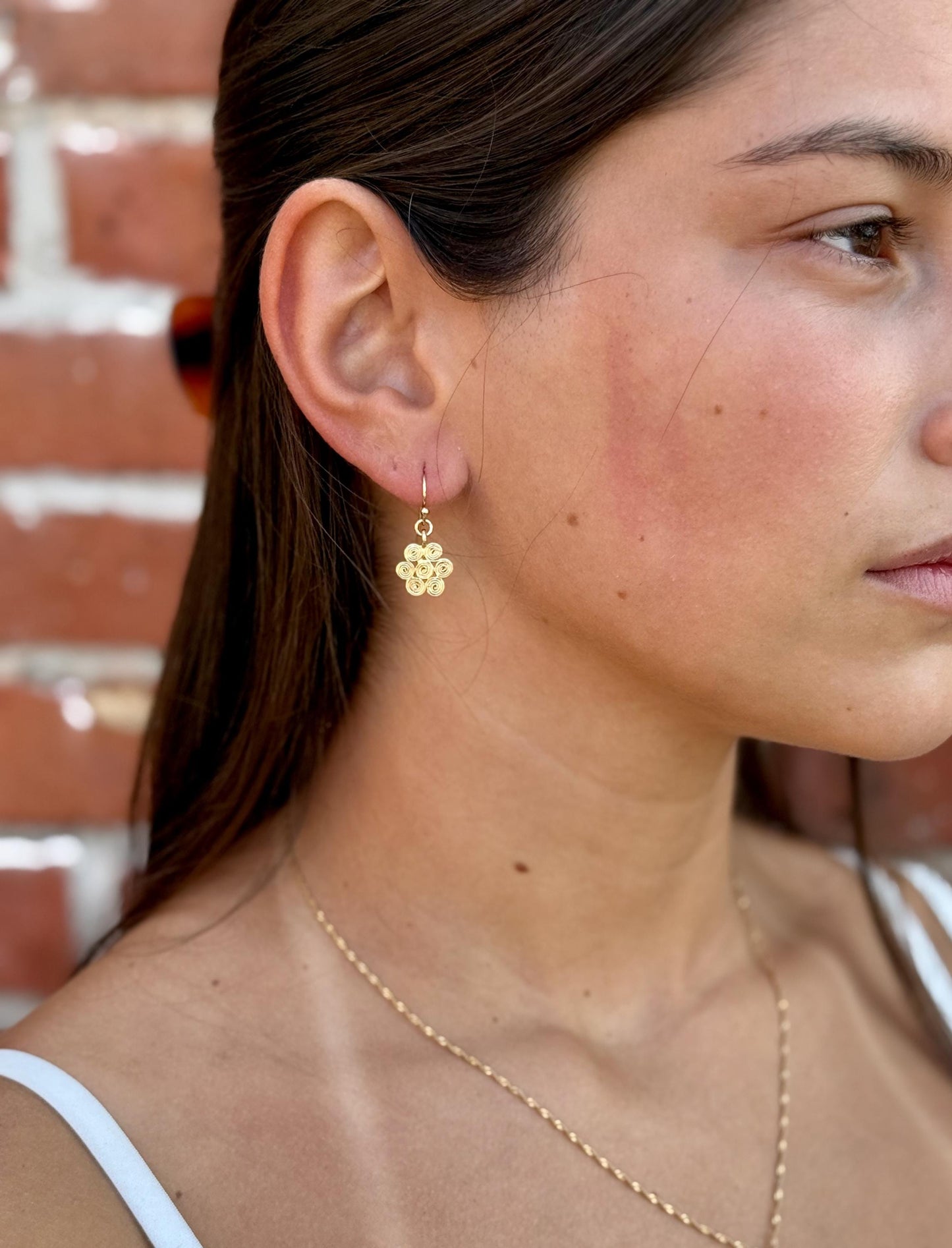 Gold Flower Earrings | Spiral Flower Earrings | Spiral Flowers | Geometric Earrings Gold