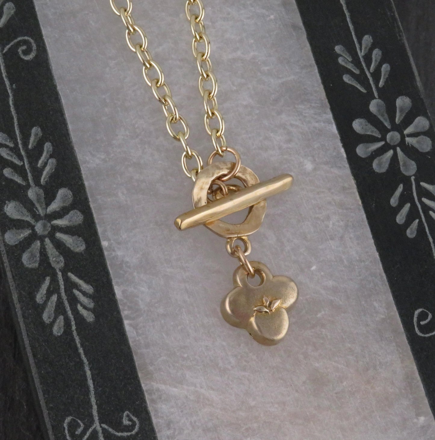 Gold Natural Earrings | Bronze Floral Hoops | Gold Rustic Hoops | Gold Clover Earrings | Organic Hoops | Quatrefoil Charms