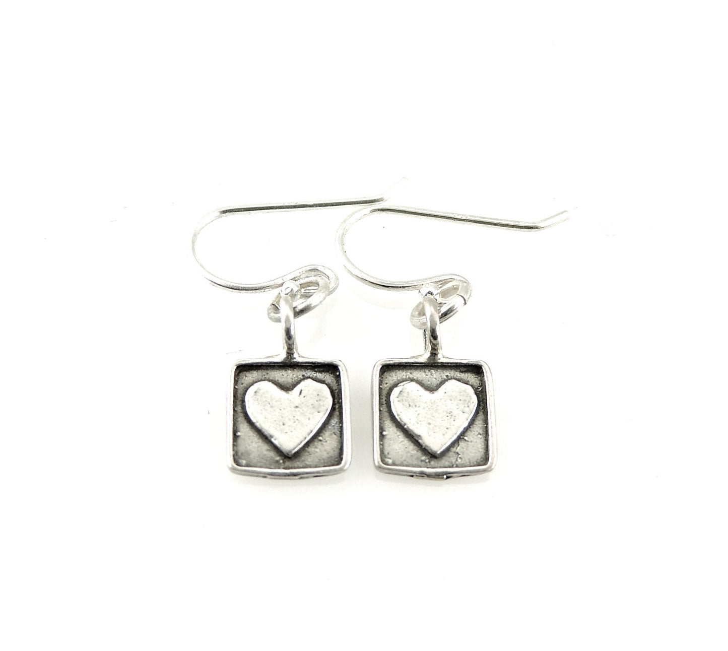 Sterling Heart Earrings, Framed Heart Earrings, Silver Heart Earrings, Minimal Heart Earrings, Sweet Earrings, Girl Earrings, Small Hearts