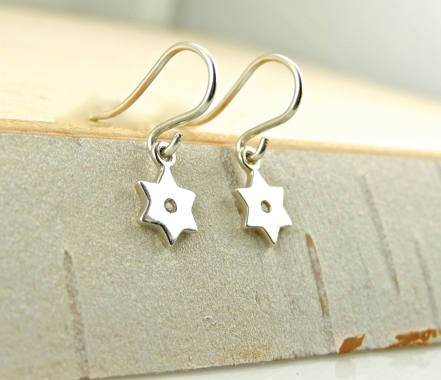 Jewish Star Earrings, Star Of David Earrings, Sterling Silver Stars, Silver Diamond Earrings, Magen David Earrings, Silver Jewish Star