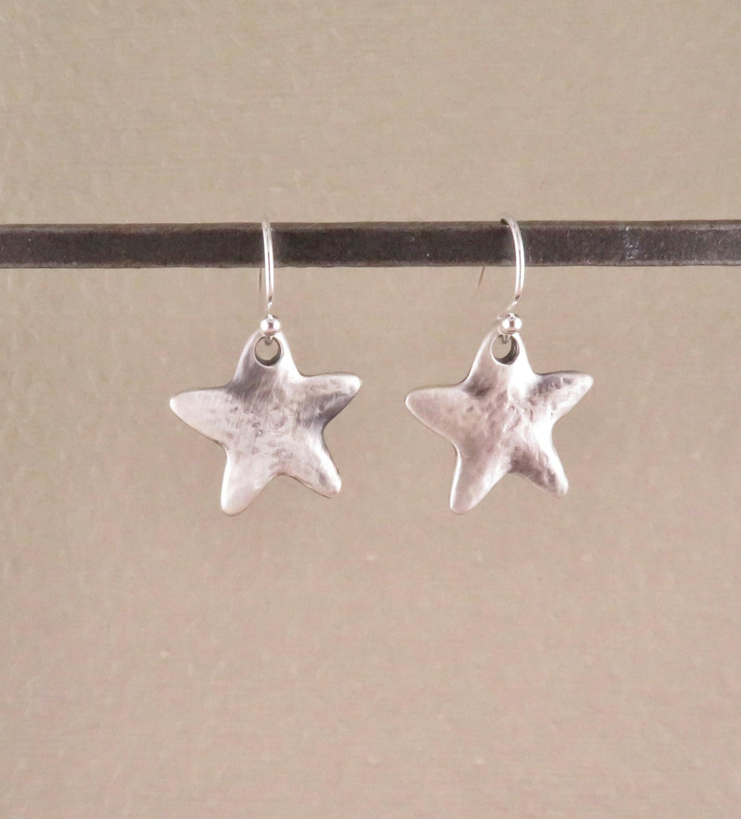 Hammered Silver Star Earrings