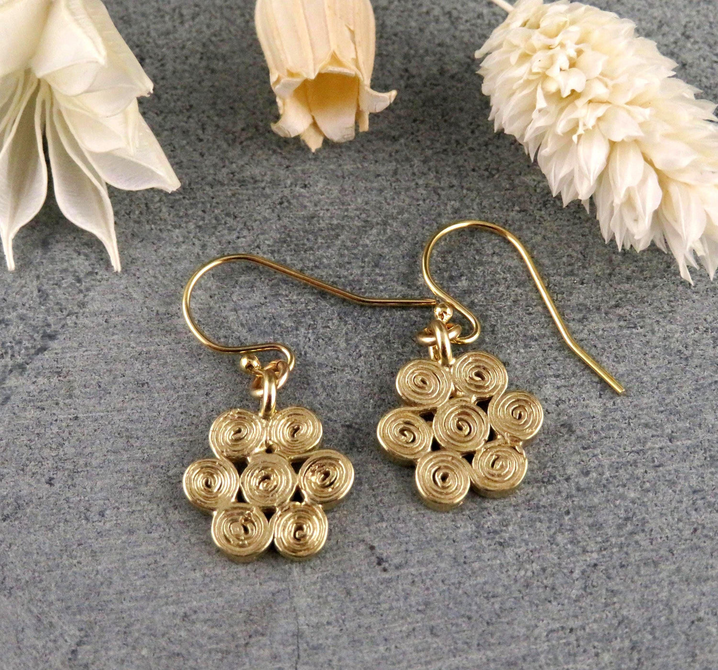 Gold Flower Necklace | Spiral Flower Necklace | Spiral Flowers | Geometric Necklace Gold