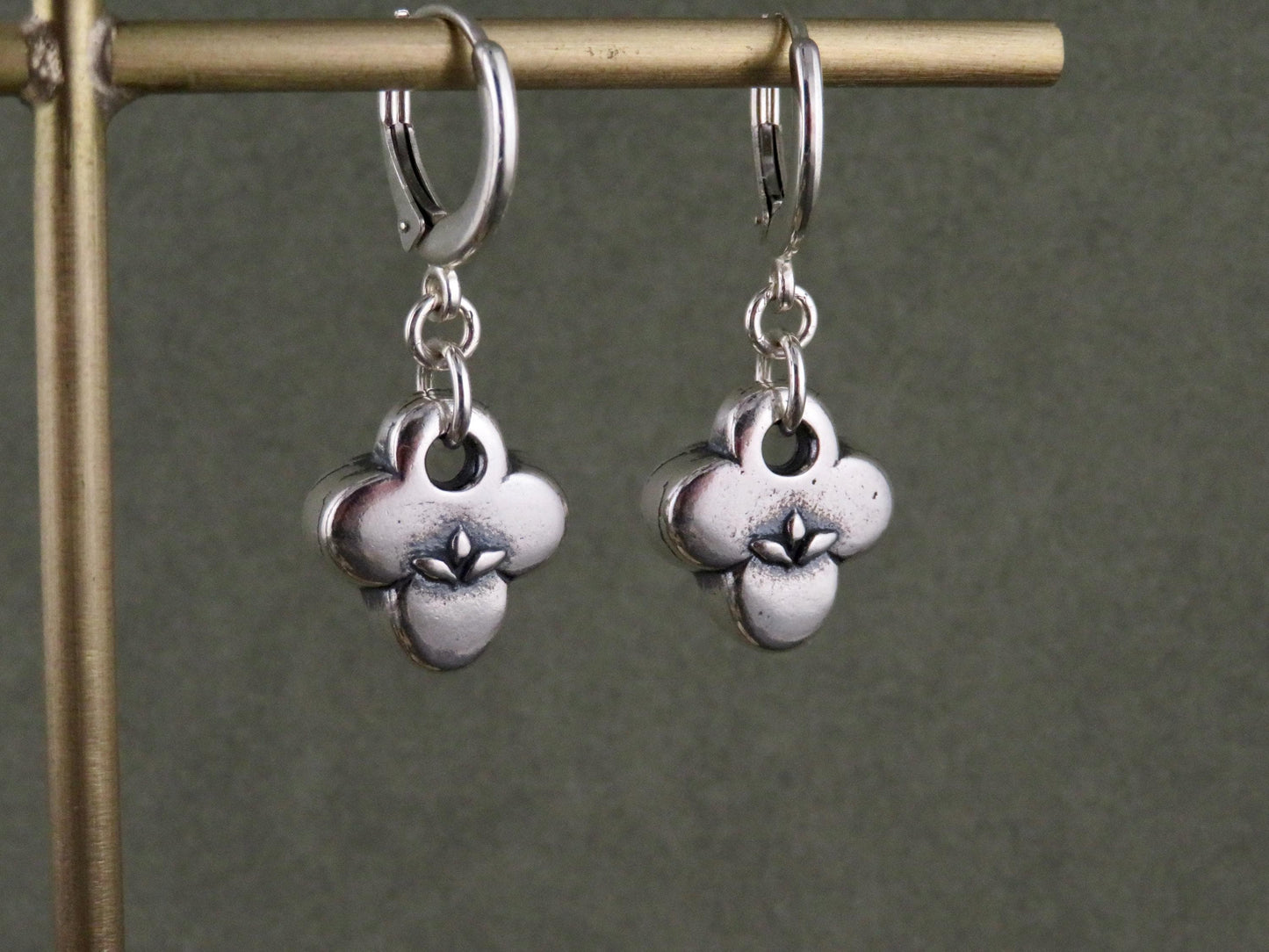 Silver Natural Necklace | Sterling Floral Necklace | Silver Rustic Pendant | Sterling Clover Charm | Organic Necklace | Quatrefoil Pendant