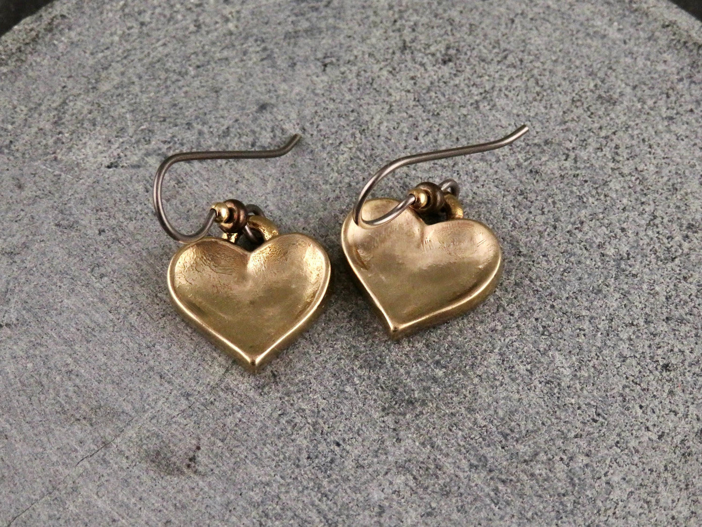 Gold Heart Necklace | Hammered Heart Pendant | Unique Gold Heart Necklace | Front Toggle Heart Necklace | Bronze Heart Charm