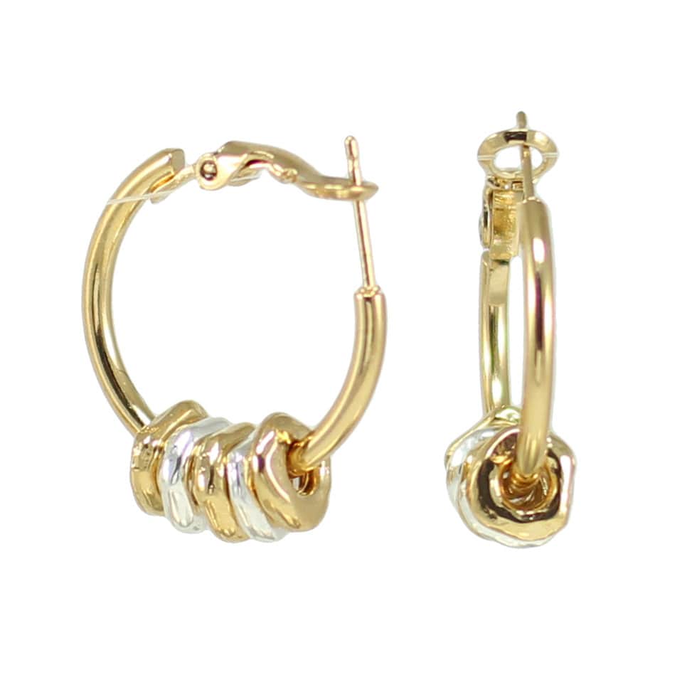 Two Tone Hoop Earrings | Gold and Silver Earrings | Mixed Metal Hoop Earrings | Hammered Hoop Earrings | Gold Silver Dangles | Unique Hoops