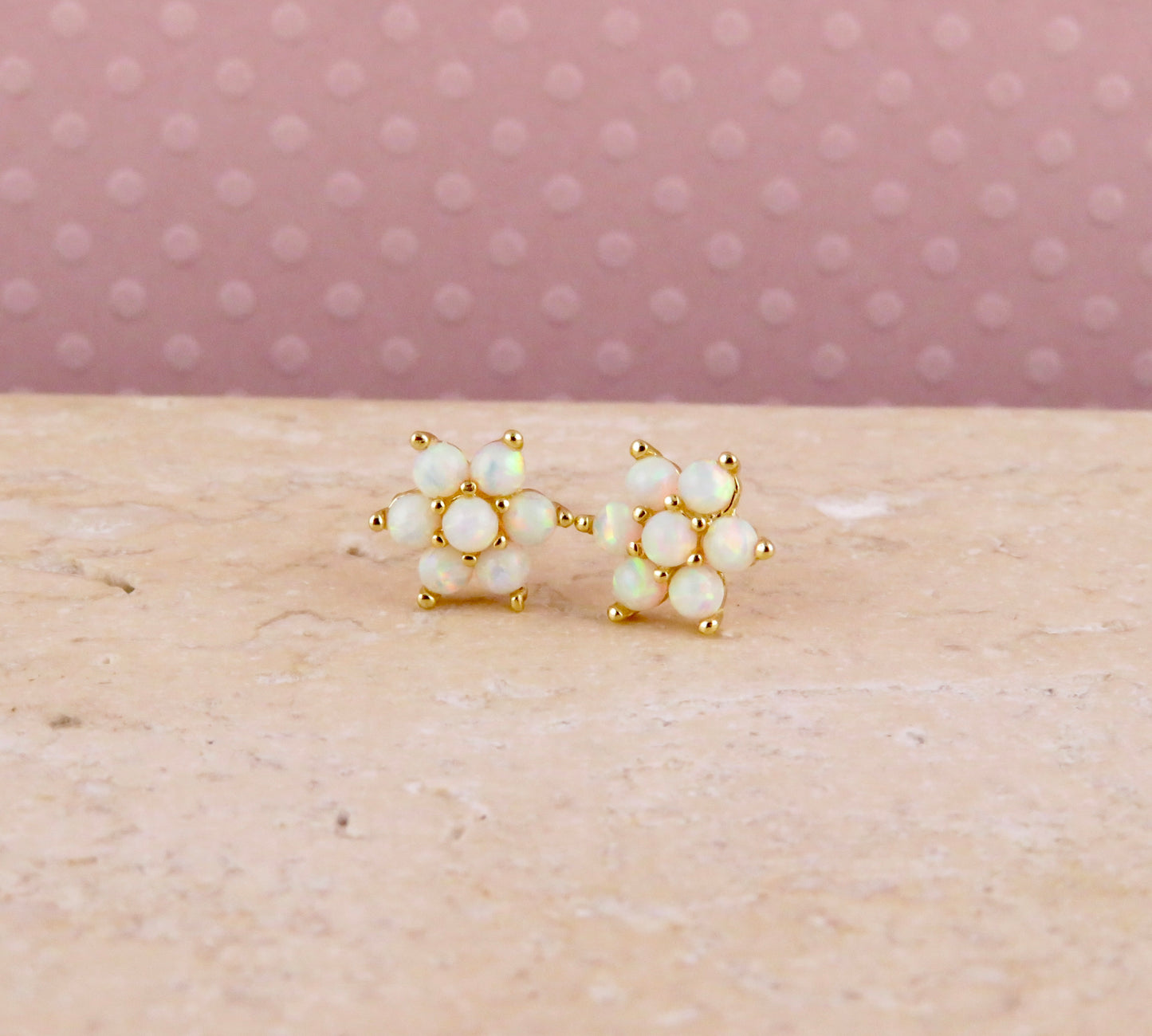 White Opal Flower Earrings