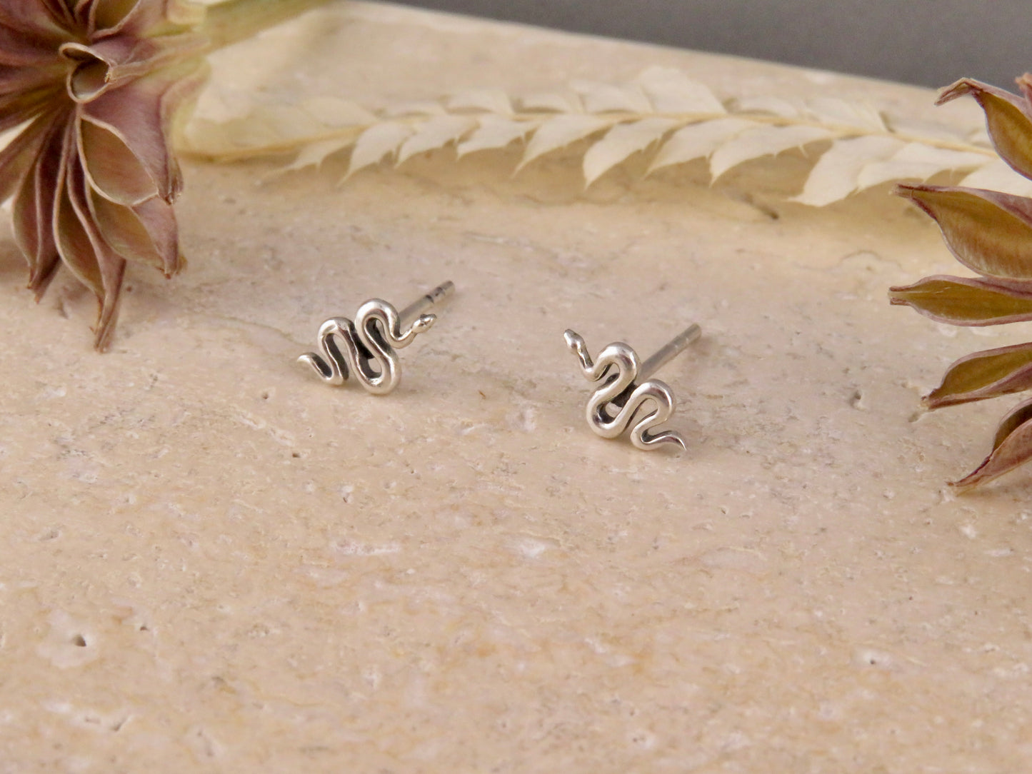 Snake Post Earrings - Sterling
