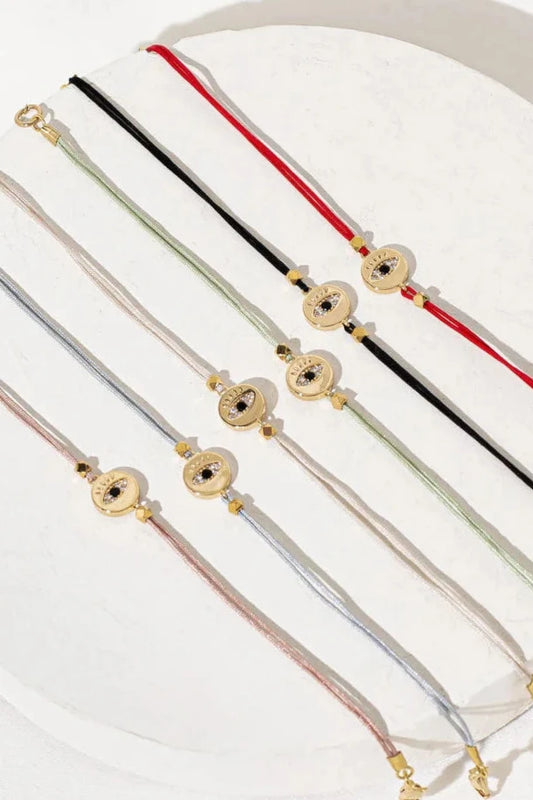 Evil Eye Cord Bracelet - Silver