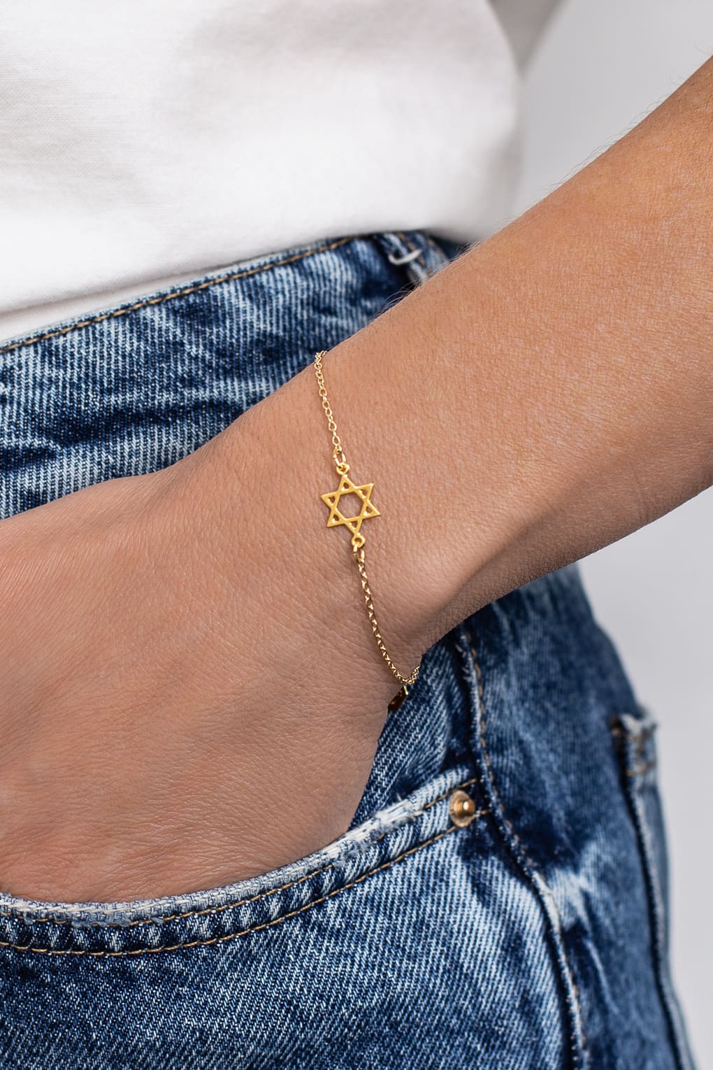 Gold Tiny Star of David Bracelet