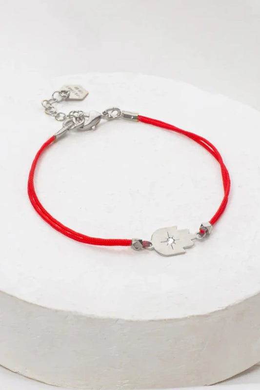 Hamsa Cord Bracelet - Silver