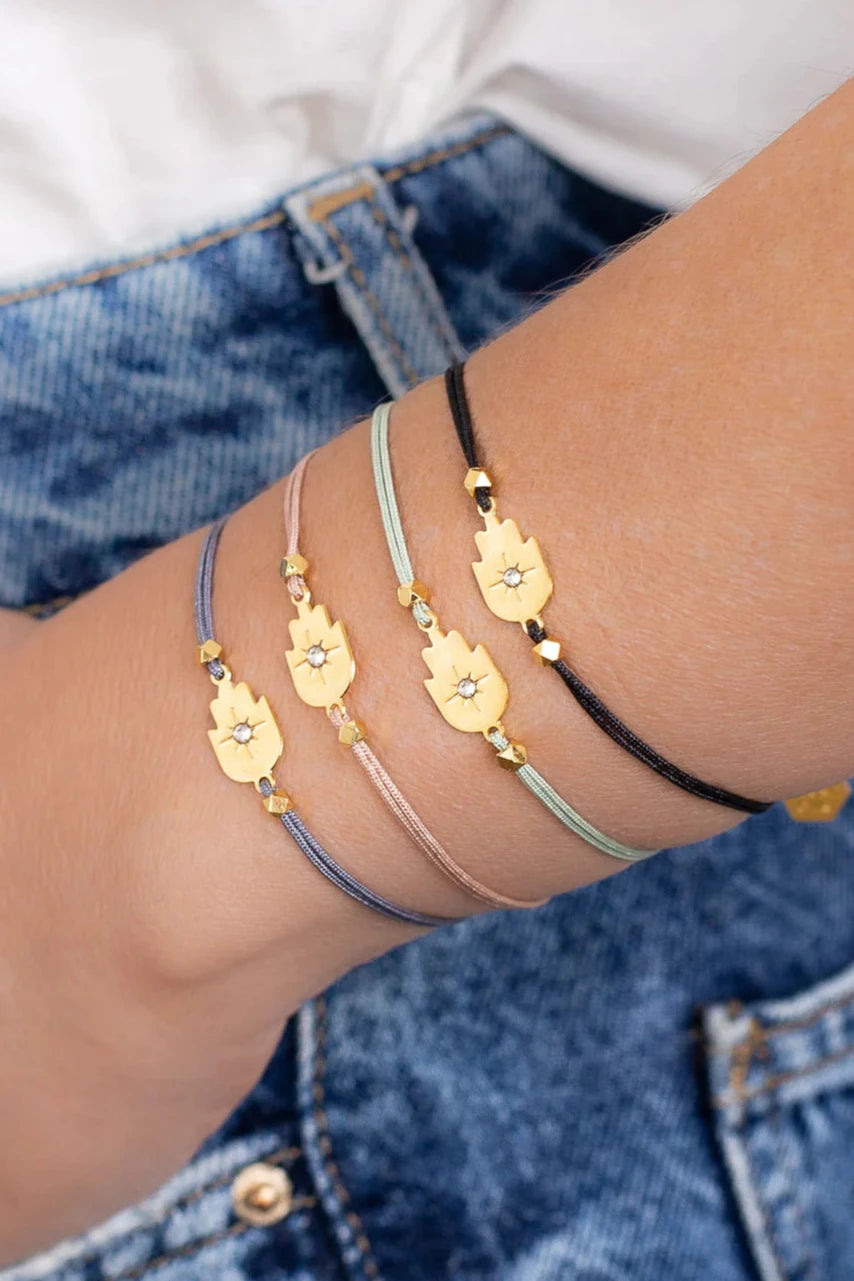 Hamsa Cord Bracelet - Gold