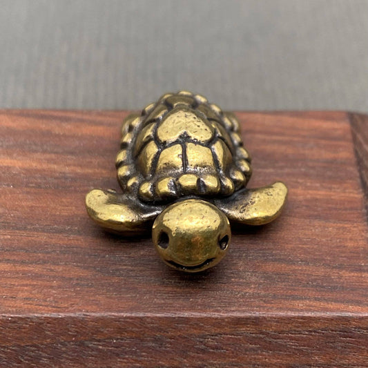 Mini Brass Turtle Figurine - Desktop Ornament/Decor